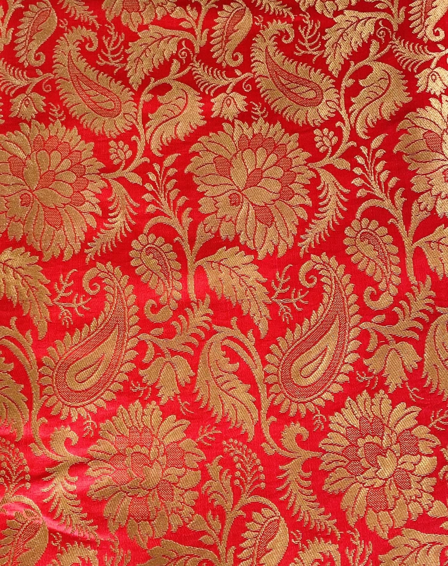 Metallic Brocade in Red and Gold Floral/Paisley