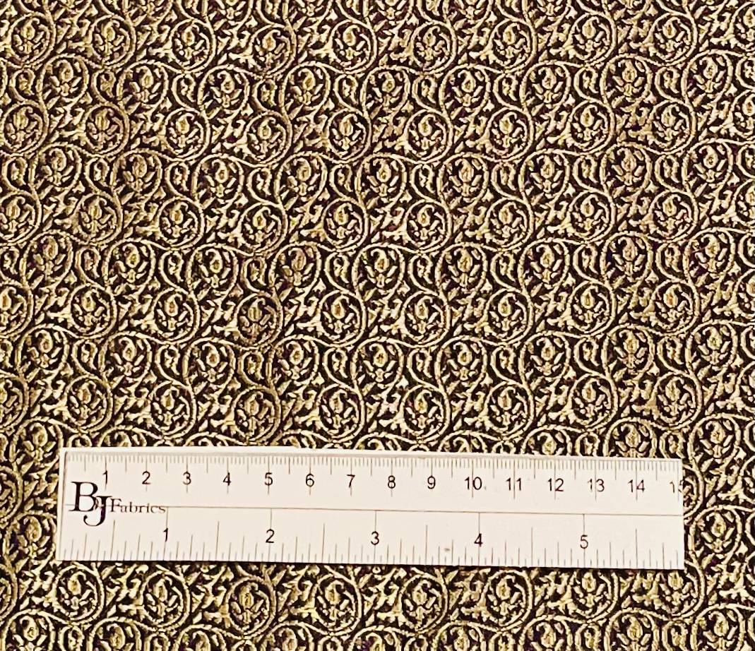 Silk Metallic Brocade in Black/Gold