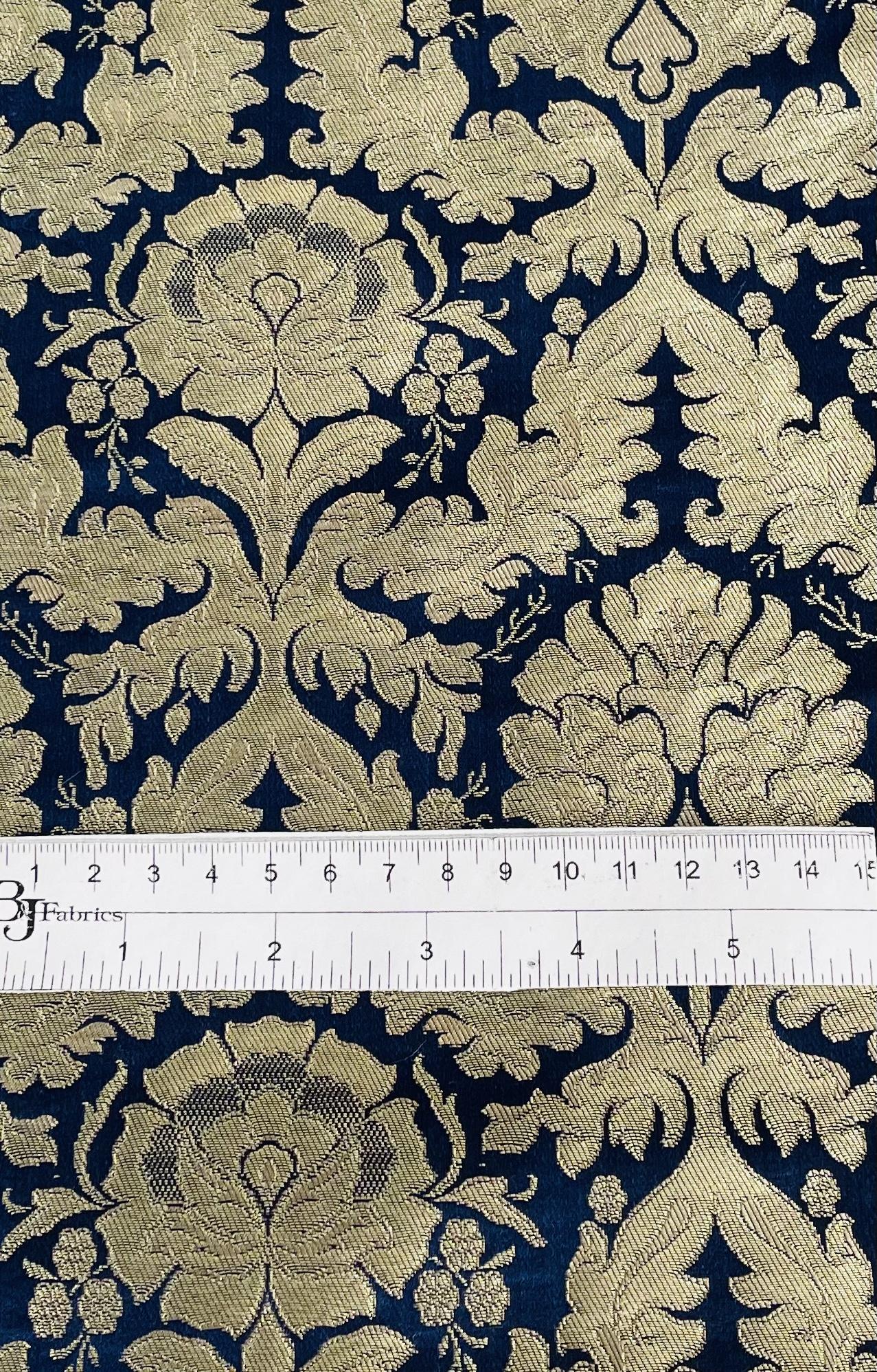 Metallic Brocade in Navy and Gold