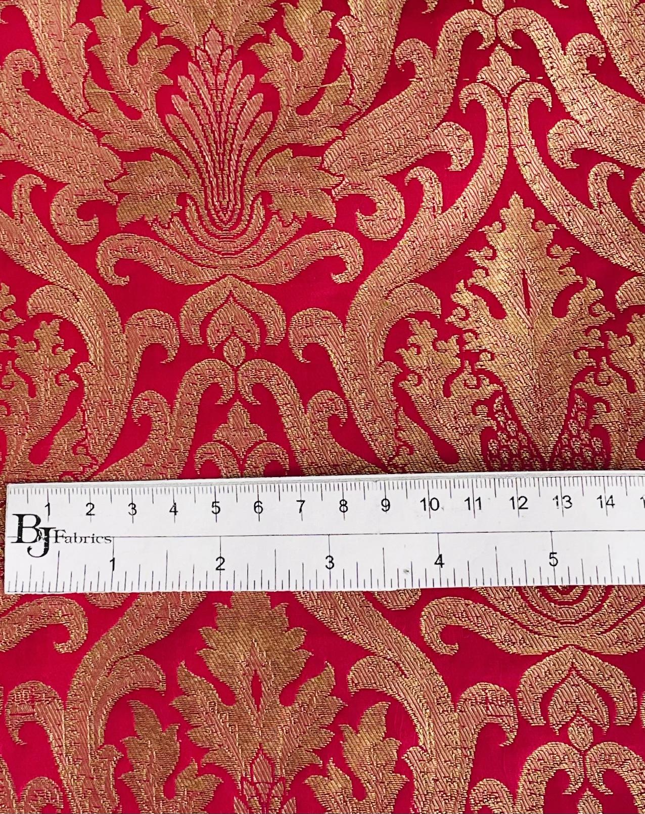 Metallic Brocade in Fuchsia and Gold Baroque Design