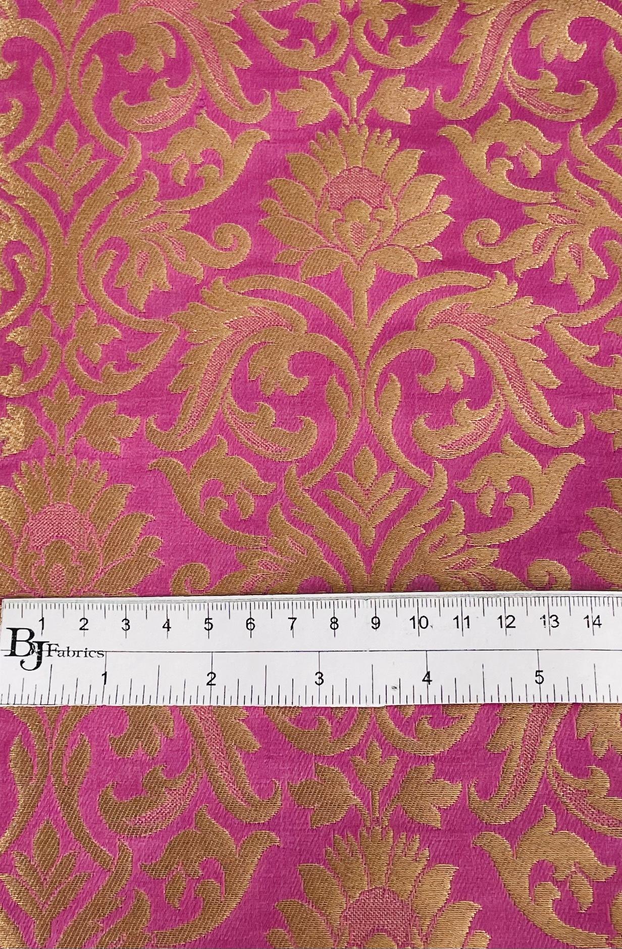 Metallic Brocade in Fuchsia Ground with Gold Metallic Floral