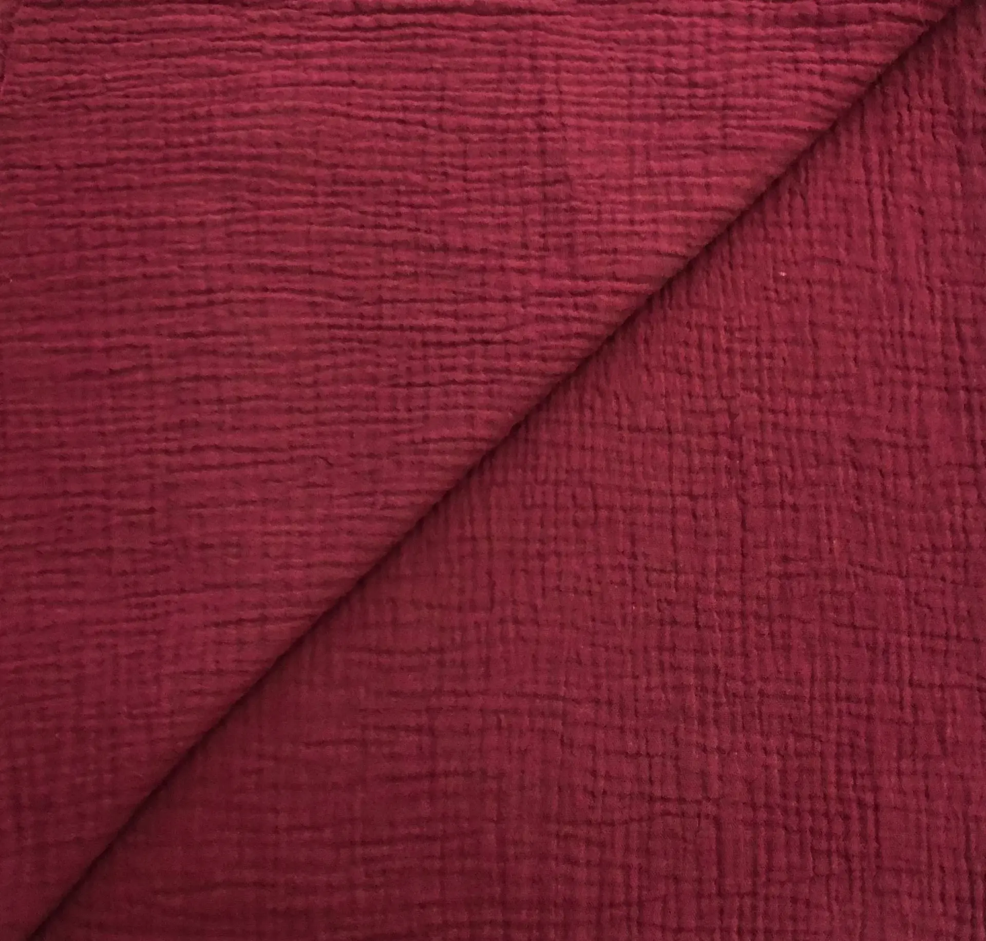 Organic Crinkle Cotton Double Gauze in Wine