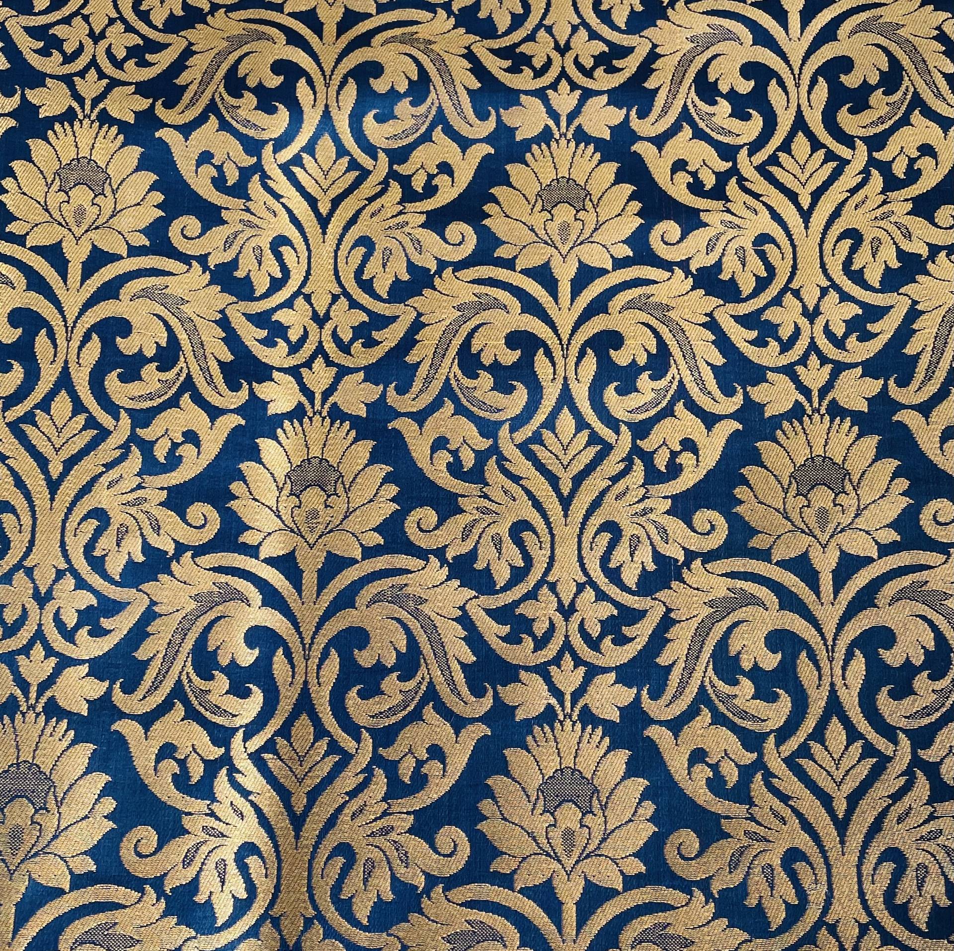 Metallic Brocade in Royal and Gold