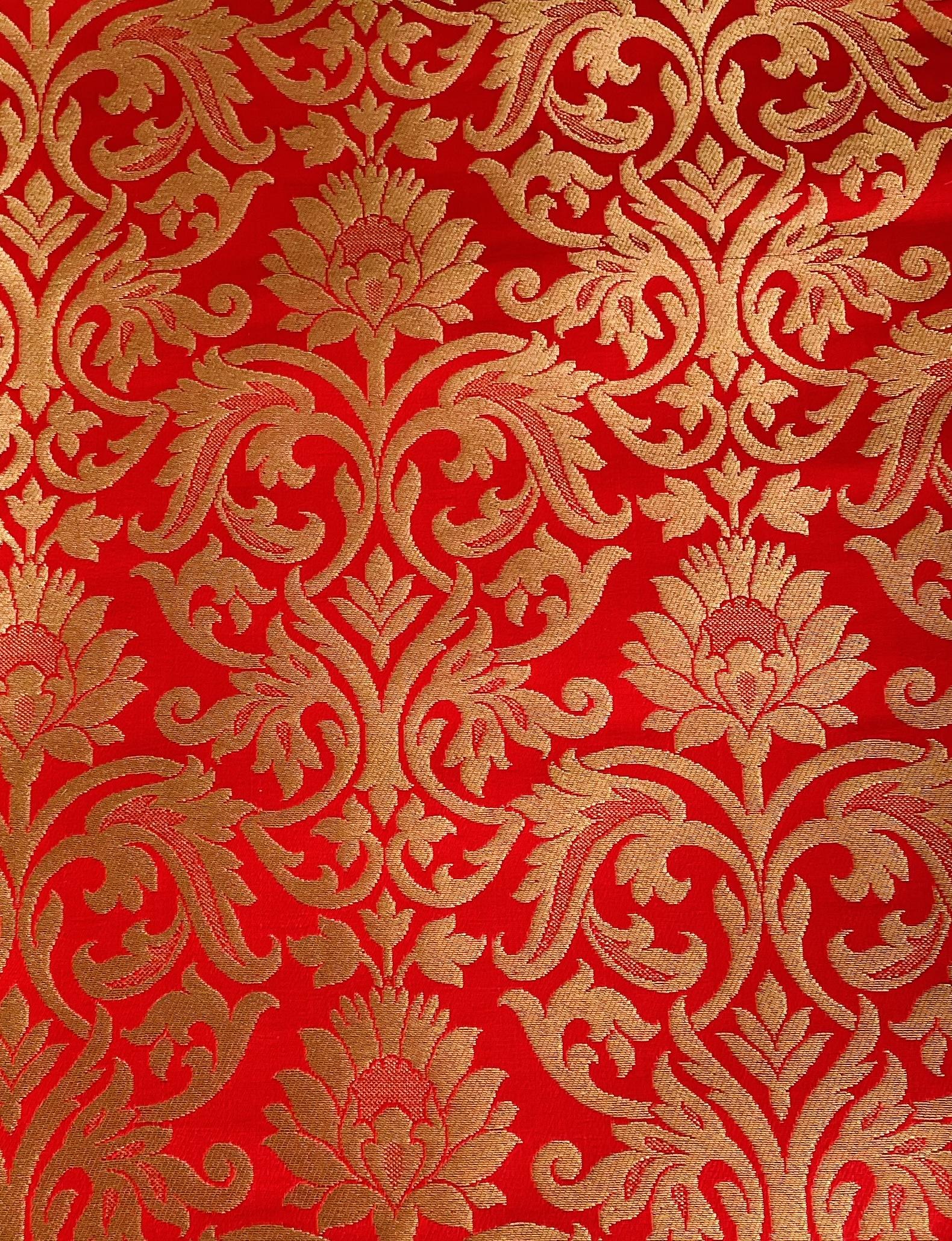 Metallic Brocade in Red and Gold Floral