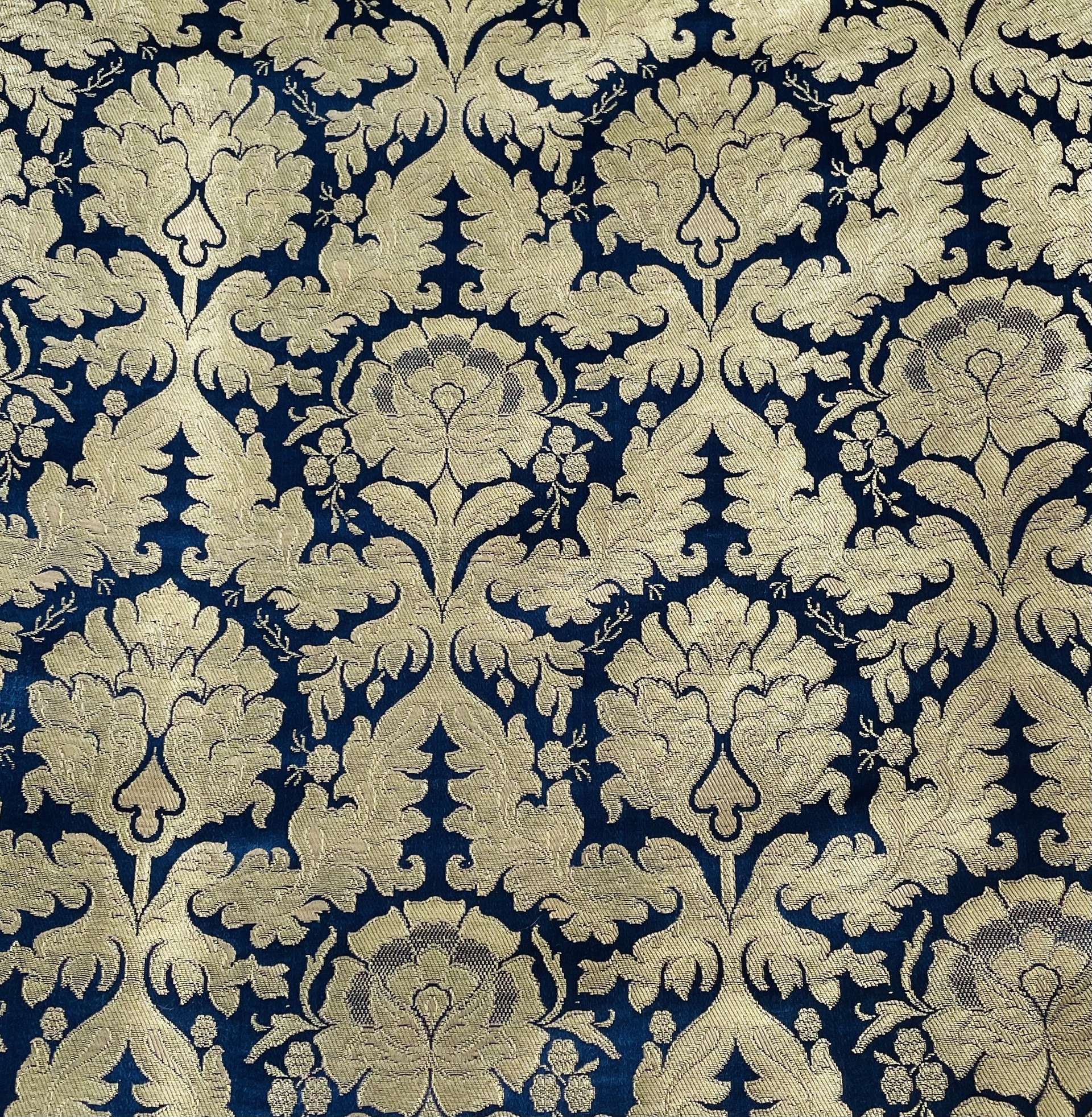 Metallic Brocade in Navy and Gold