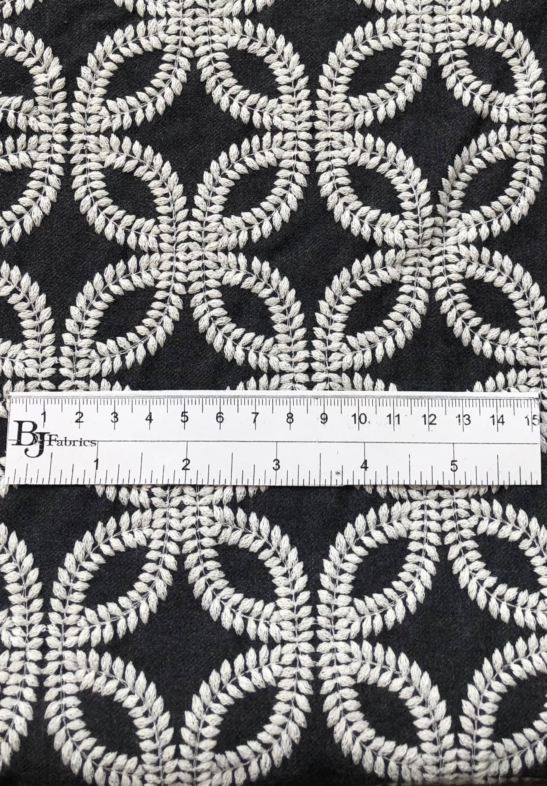 Made in Italy Embroidered Wool in a Leaf Geometric Pattern