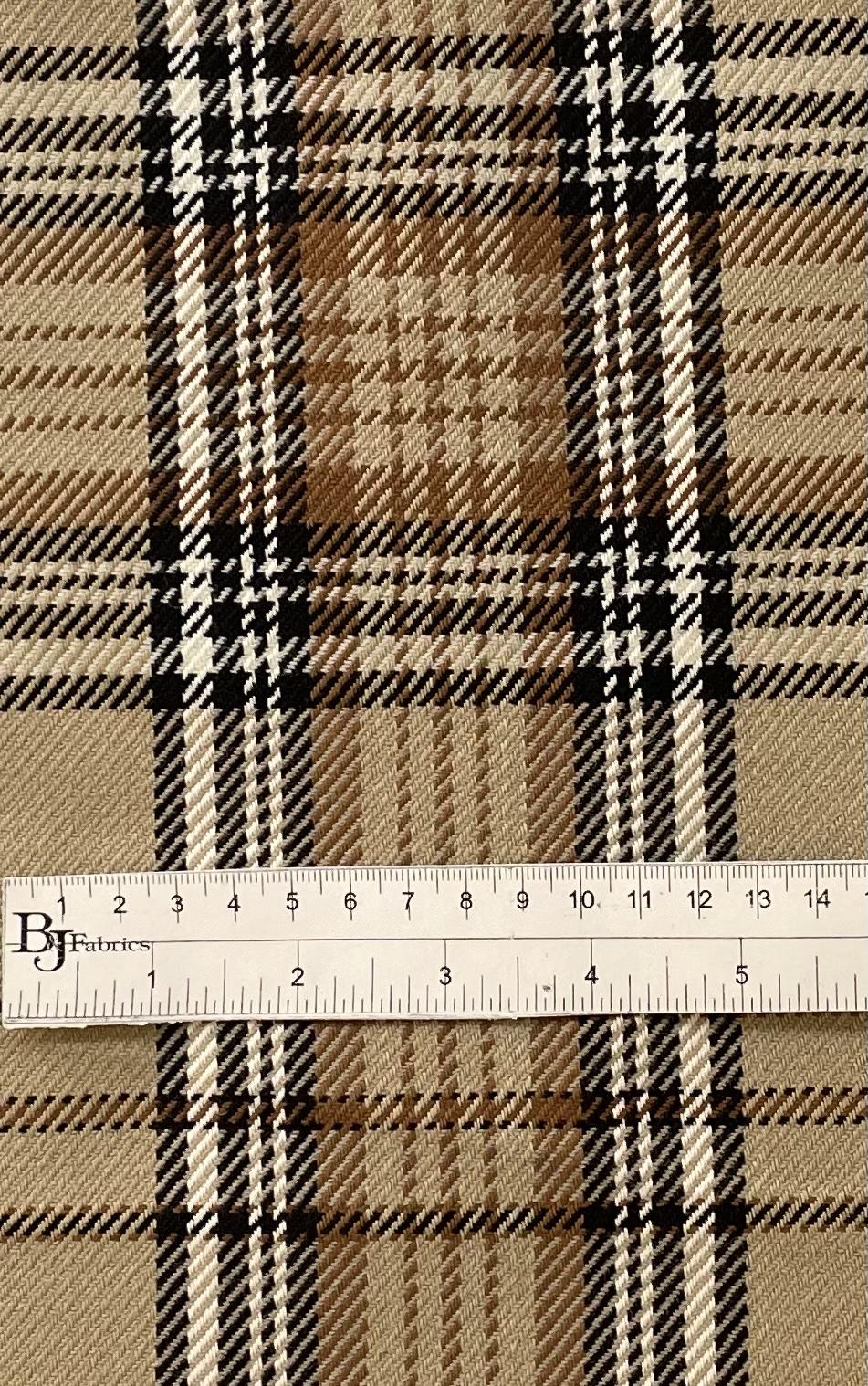 Italian Wool Cotton Tartan Plaid in Camel