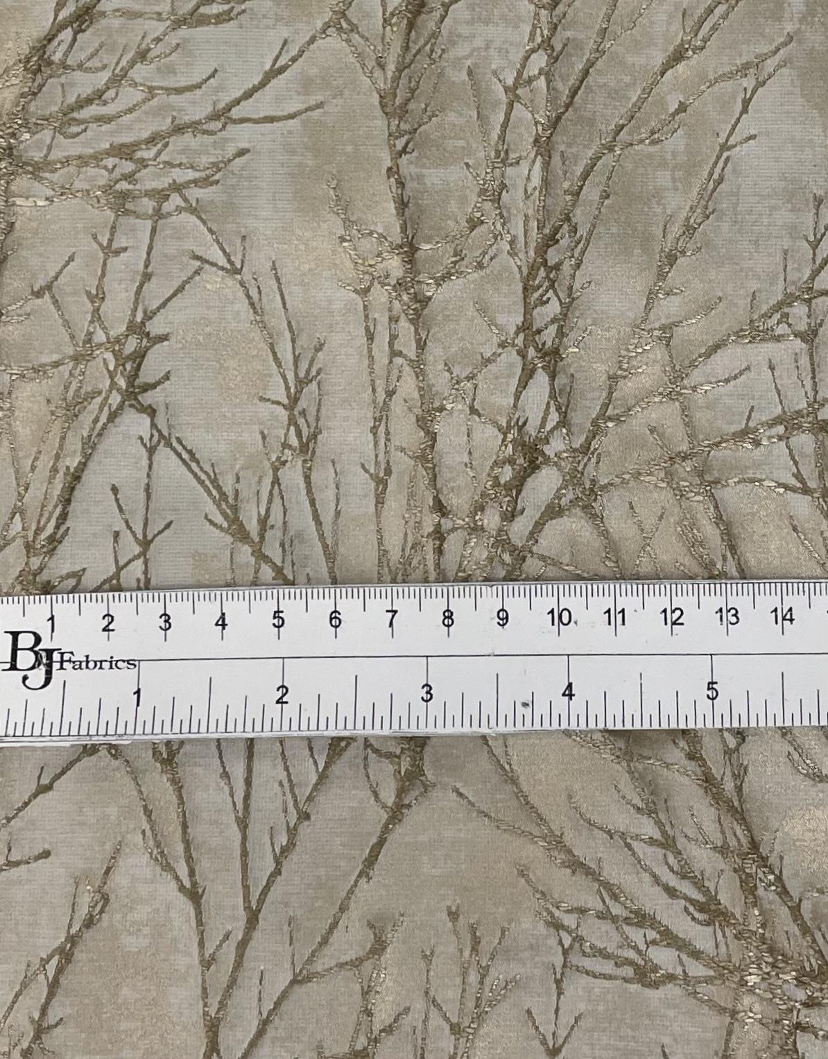 Metallic Branch Brocade in Light Gold