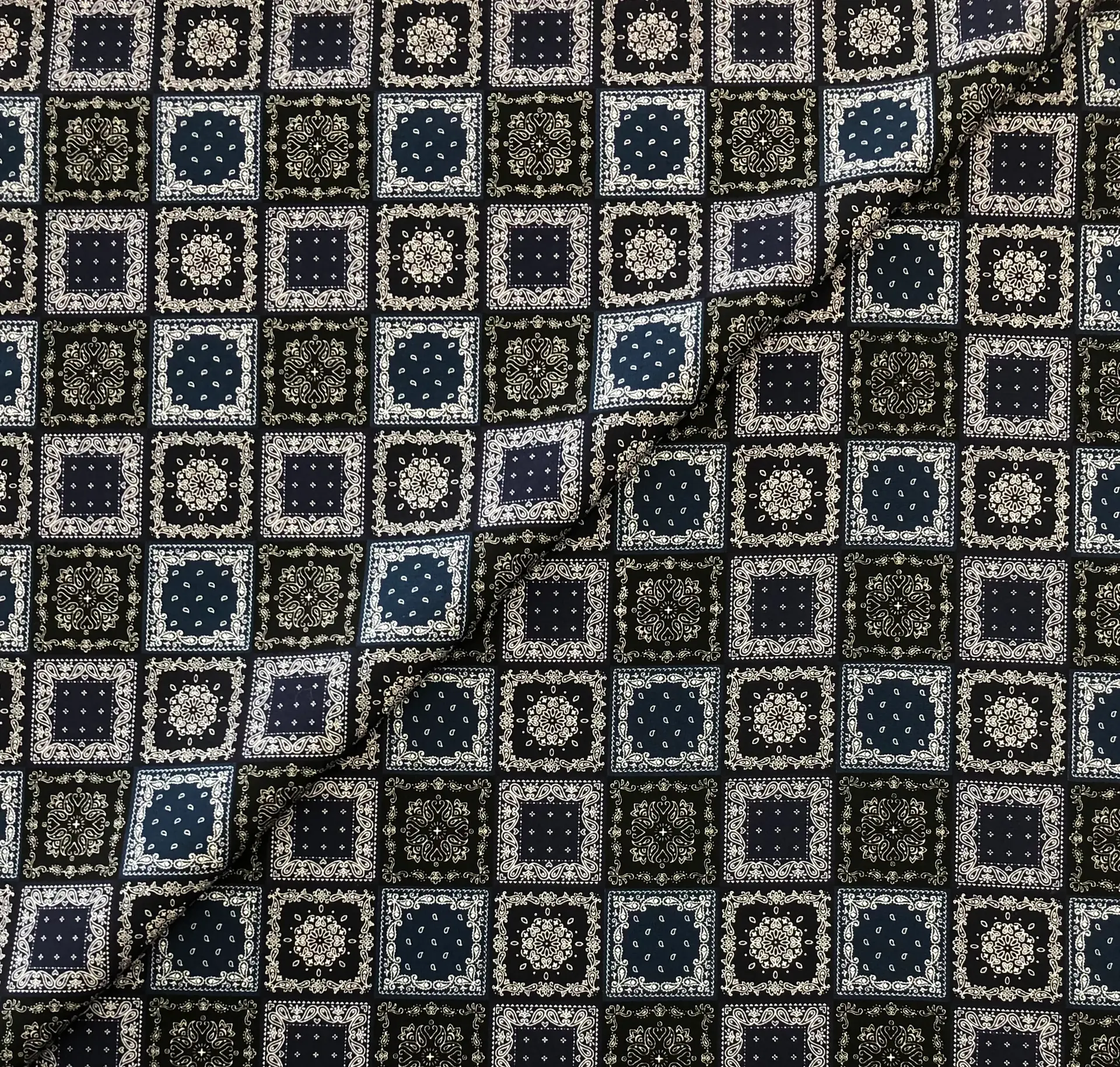 Cotton Printed Bandana in Navy Black