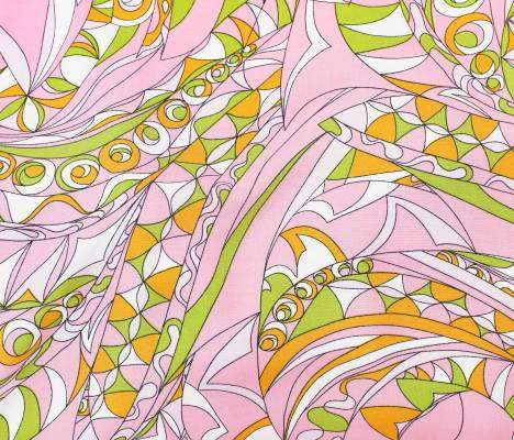Printed Rayon in 60's Mod Pink