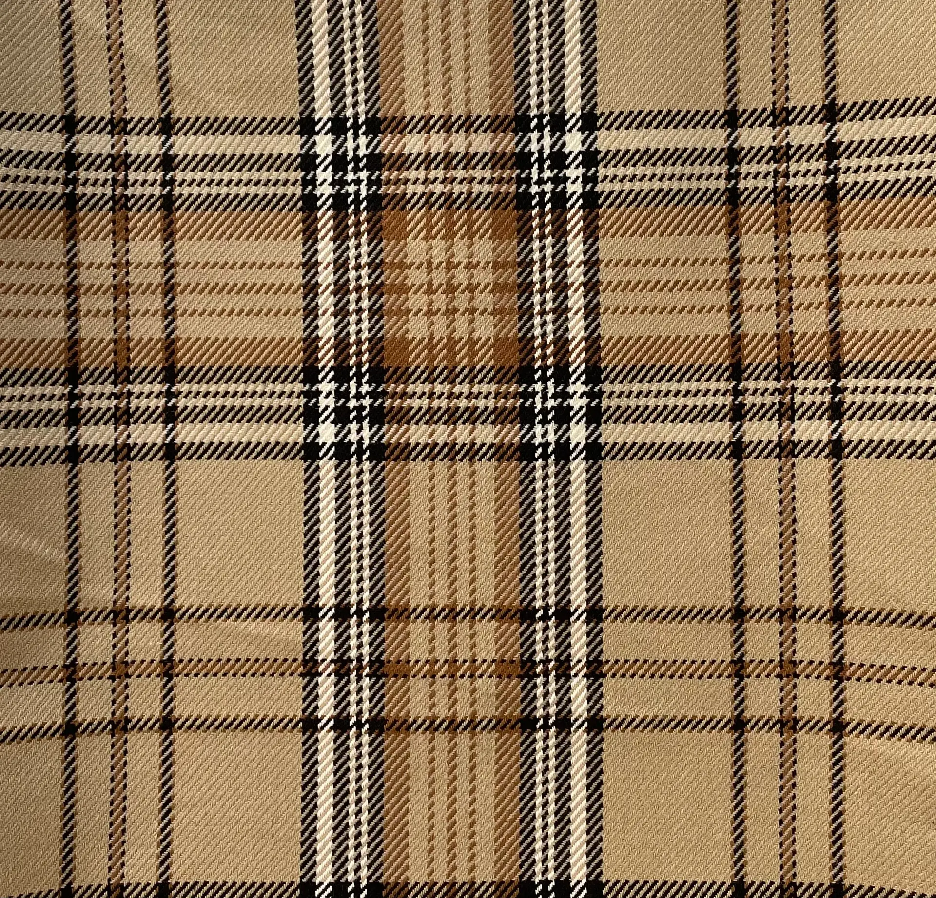 Italian Wool Cotton Tartan Plaid in Camel