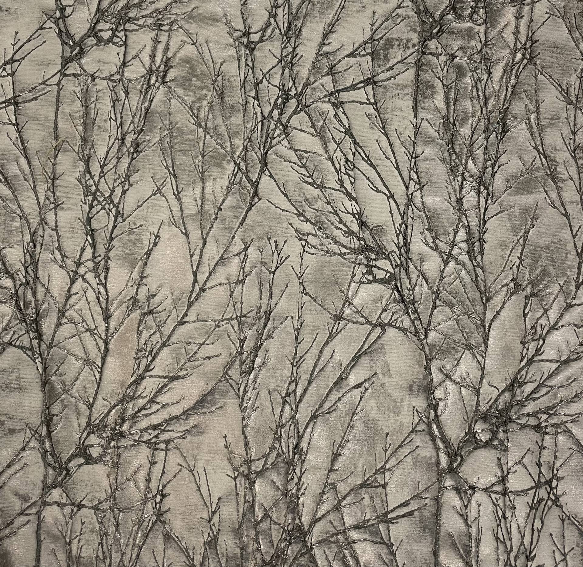 Metallic Branch Brocade in Silver
