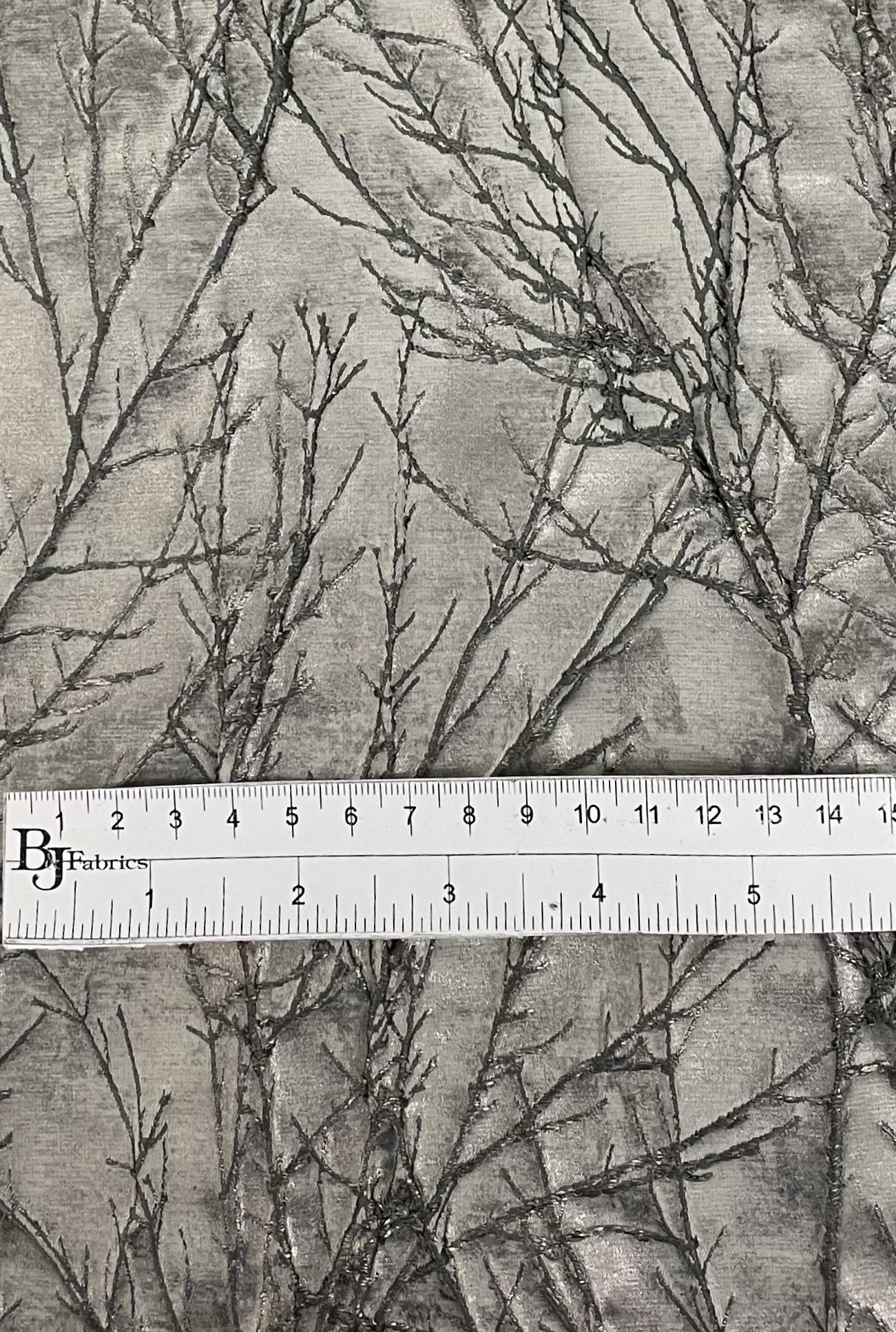 Metallic Branch Brocade in Silver