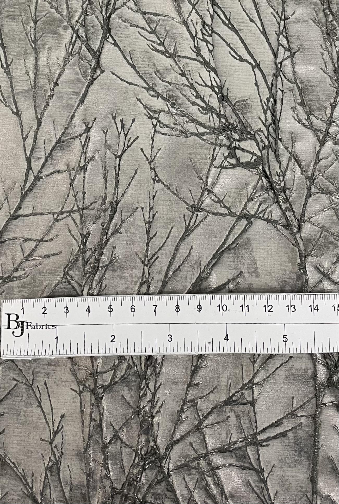 Metallic Branch Brocade in Silver