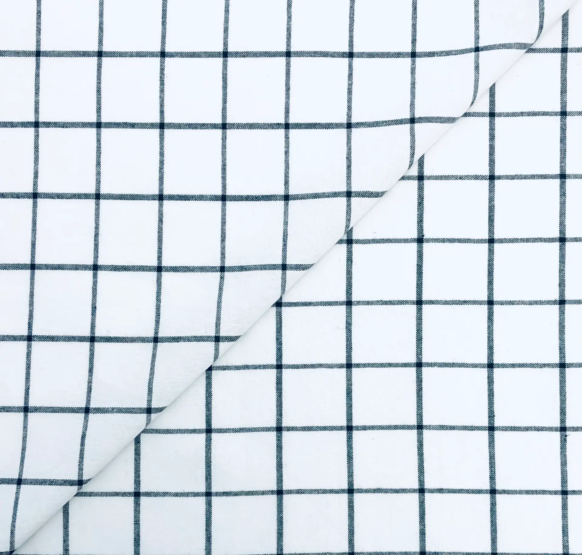 Yarn Dyed Linen Cotton Windowpane in Nautical