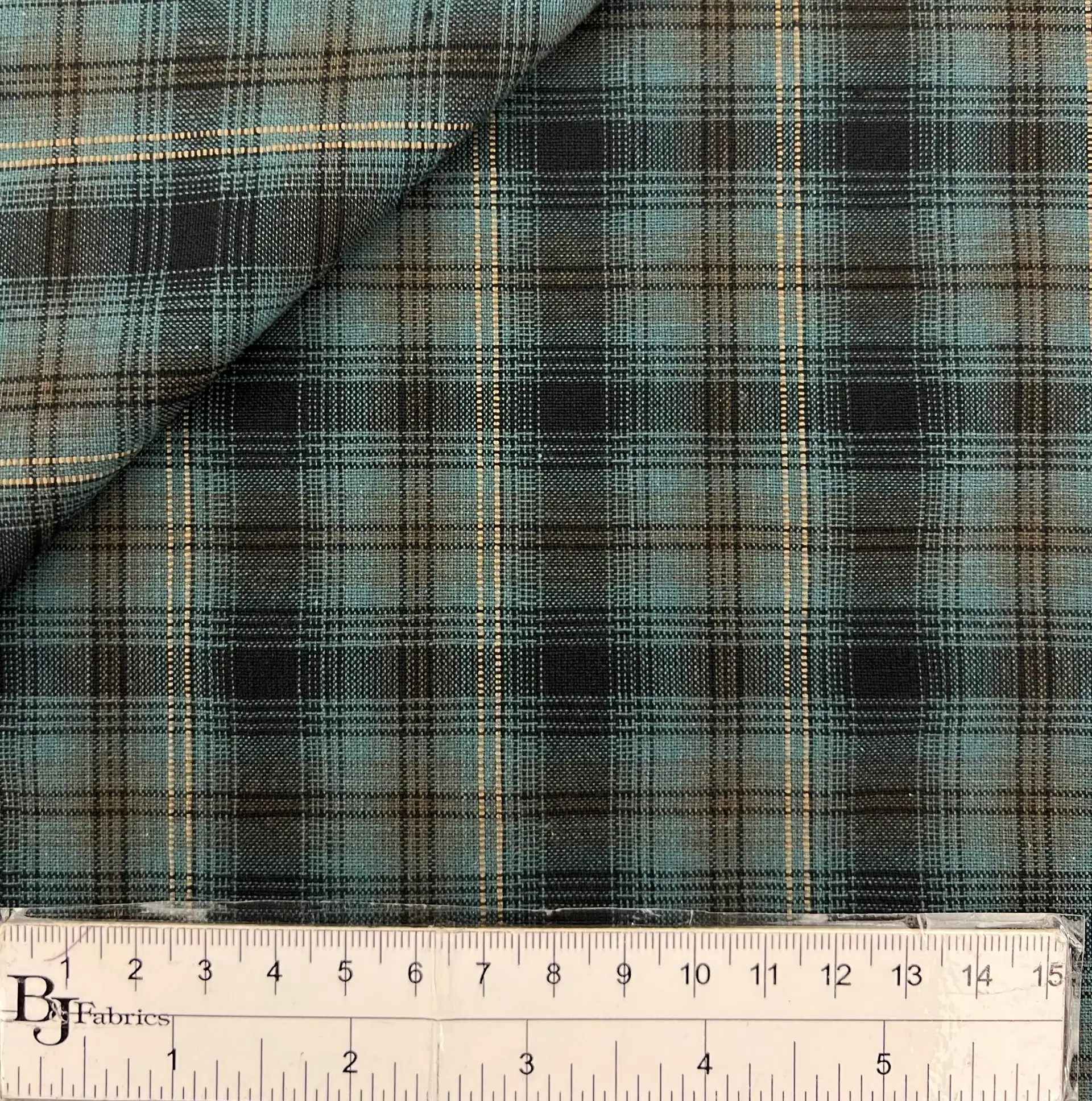 Imported Cotton Woven Novelty Plaid in Dark Teal