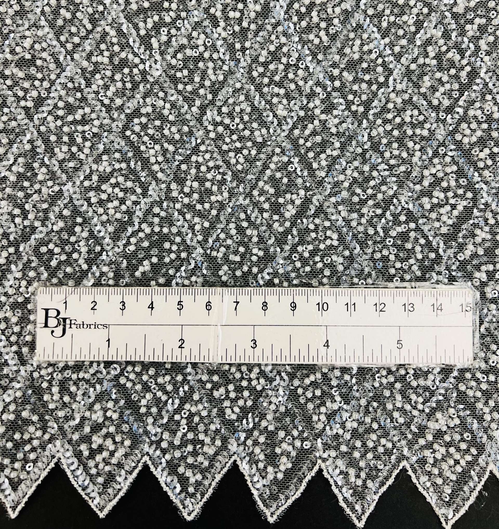 Novelty Beaded Tulle with Sequins in Diamond Motif