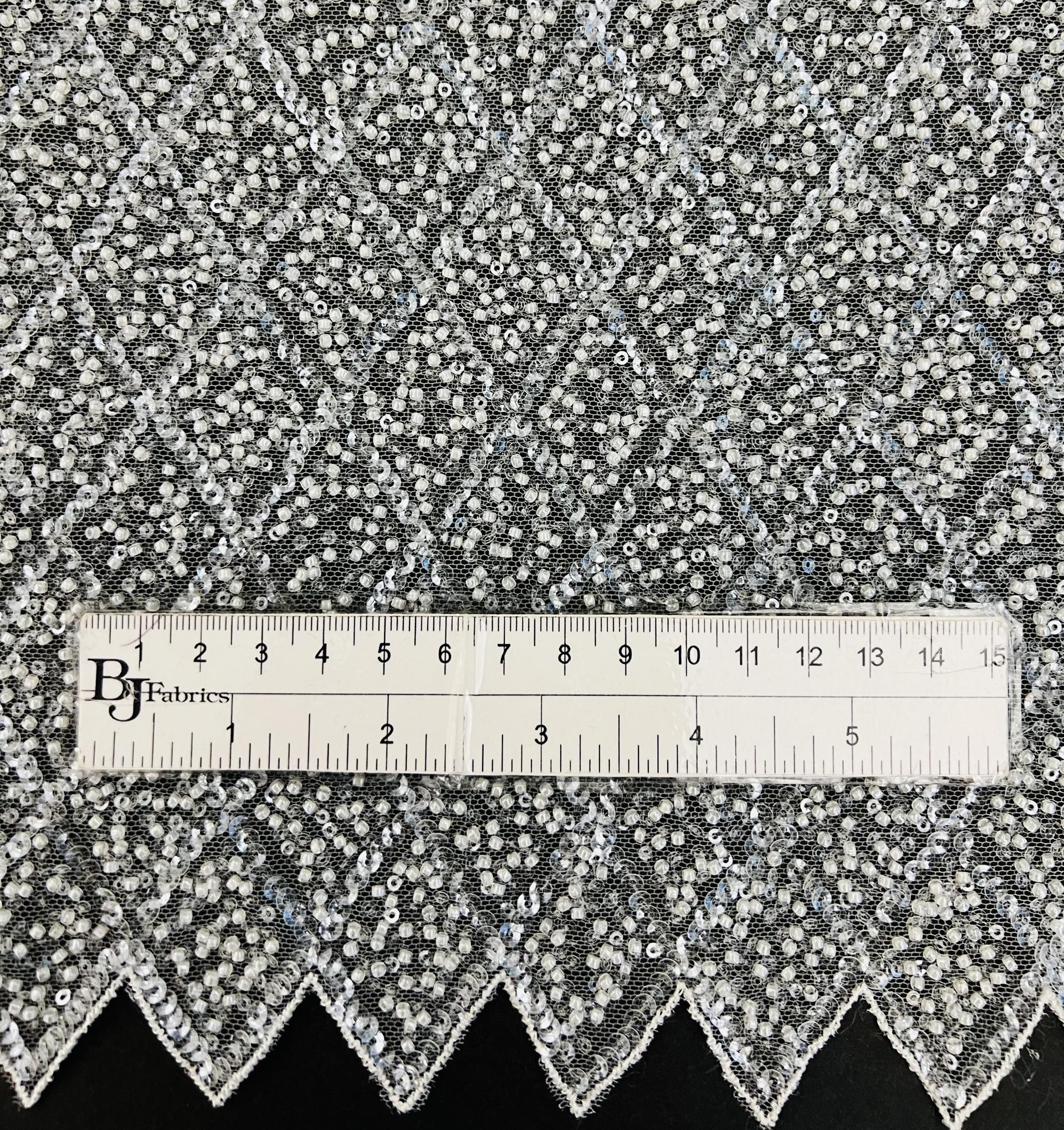 Novelty Beaded Tulle with Sequins in Diamond Motif