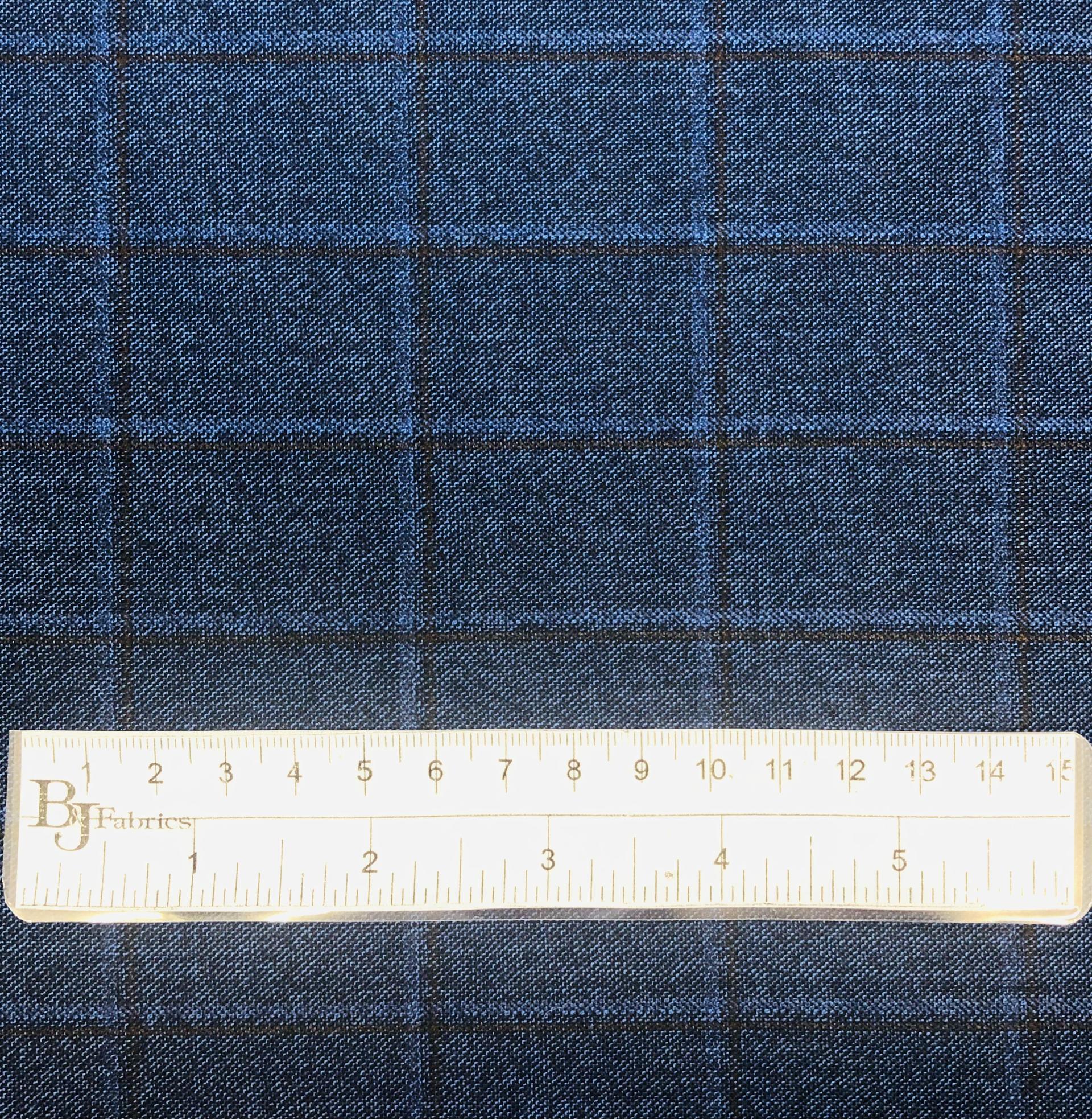 Italian Wool Window Pane in Blue