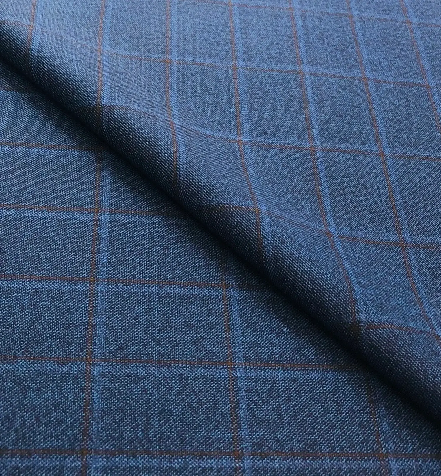 Italian Wool Window Pane in Blue