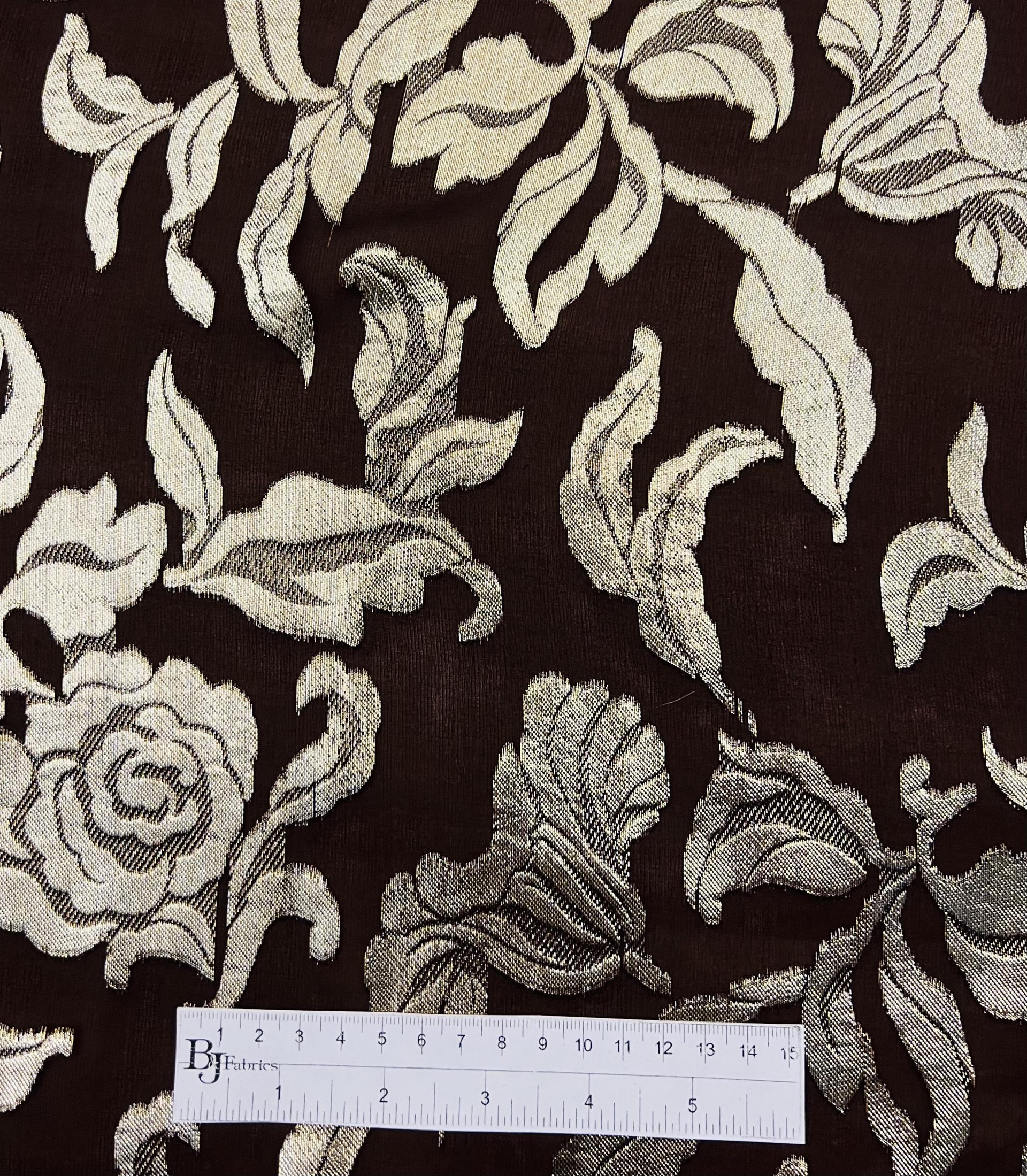 Silk Chiffon with Metallic Fil Coupé Flowers On Dark Maroon ground