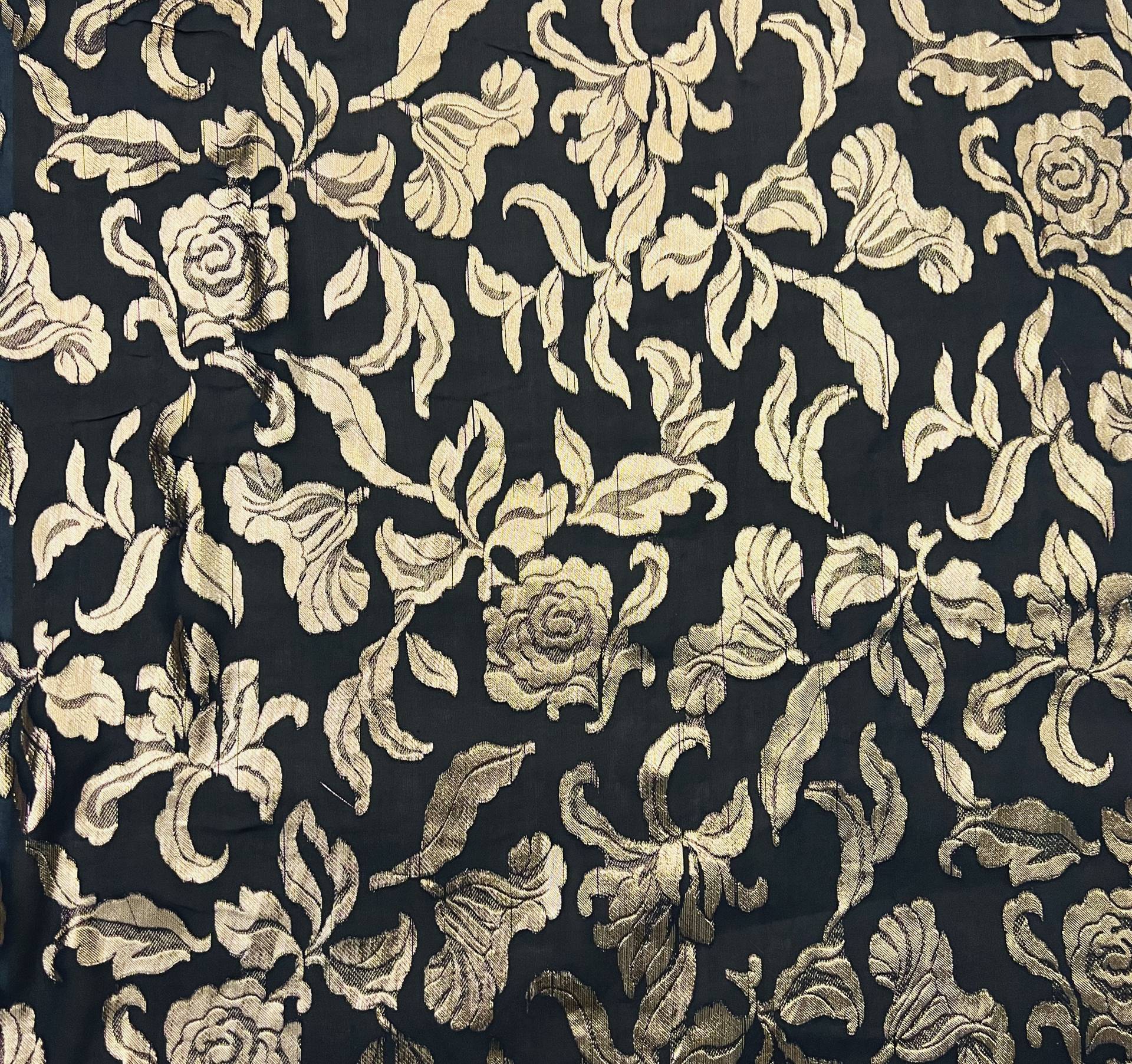 Silk Chiffon with Metallic Fil Coupé Flowers On Charcoal ground