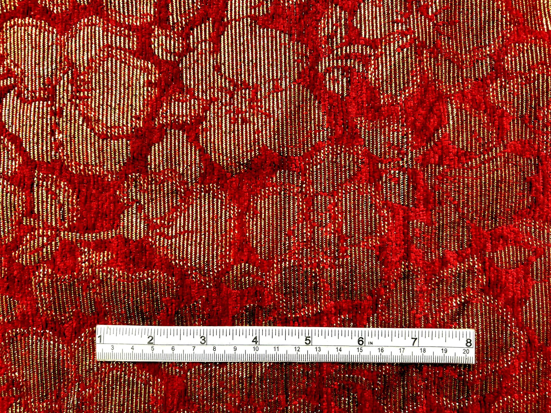 Metallic Chenille Brocade in Burgundy Gold