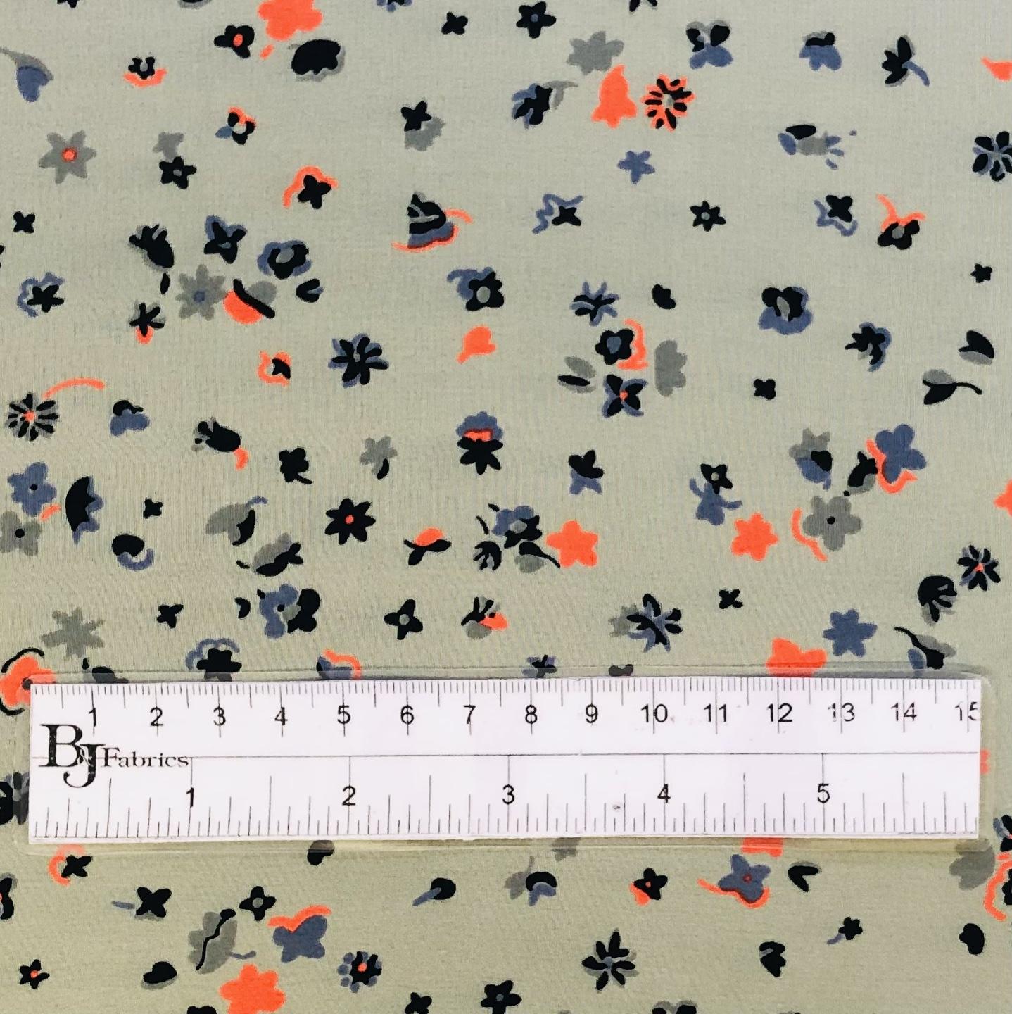 Printed Silk Crepe de Chine with Illustrated Flowers