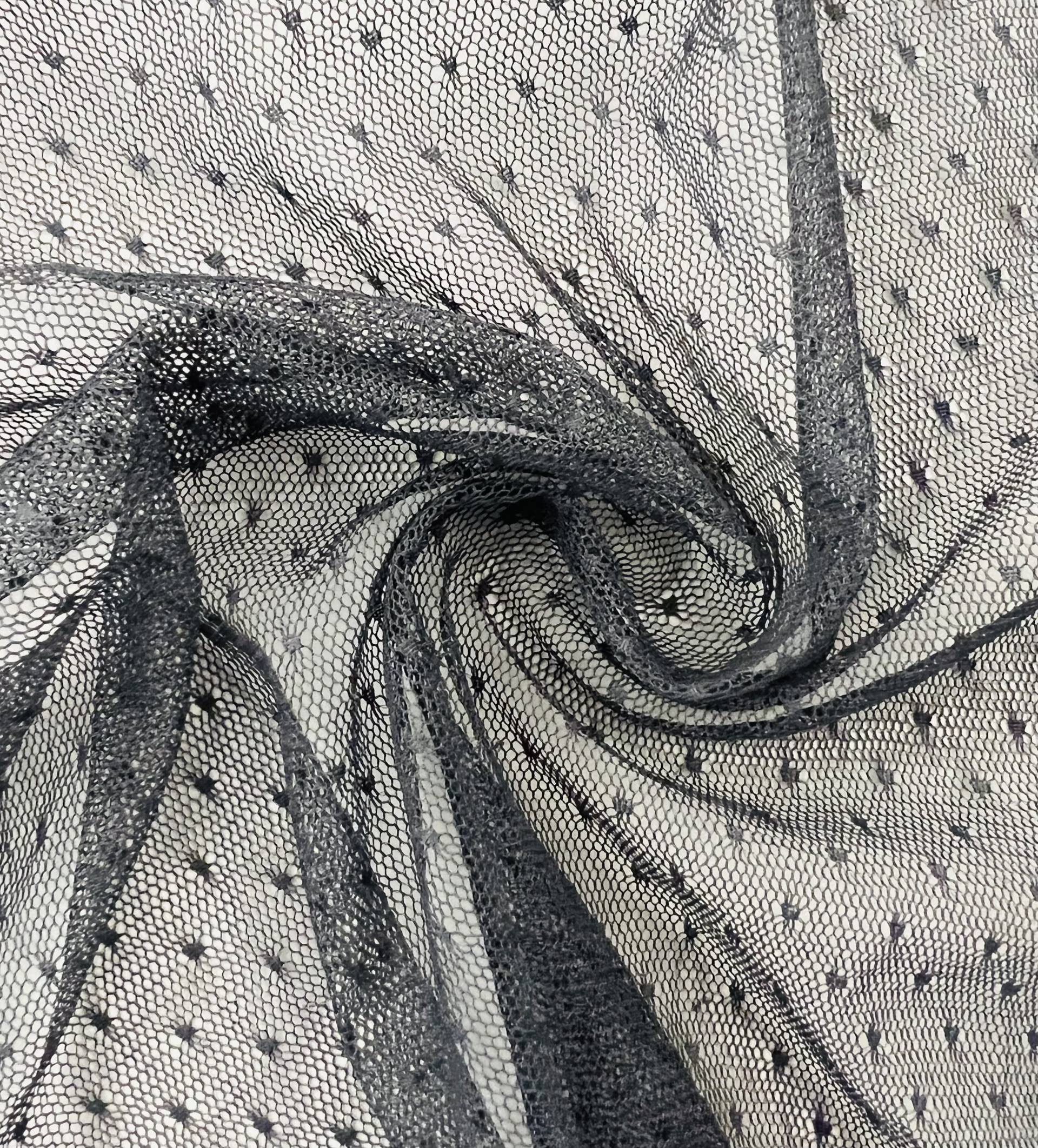 Point D'Esprit In Charcoal