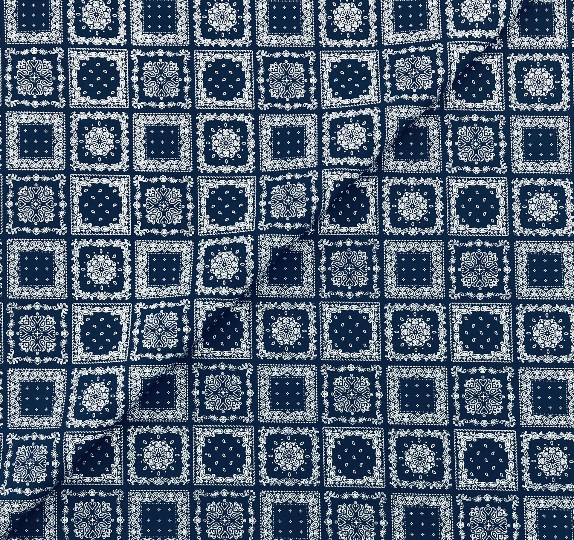 Japanese Cotton Printed Bandana in Navy