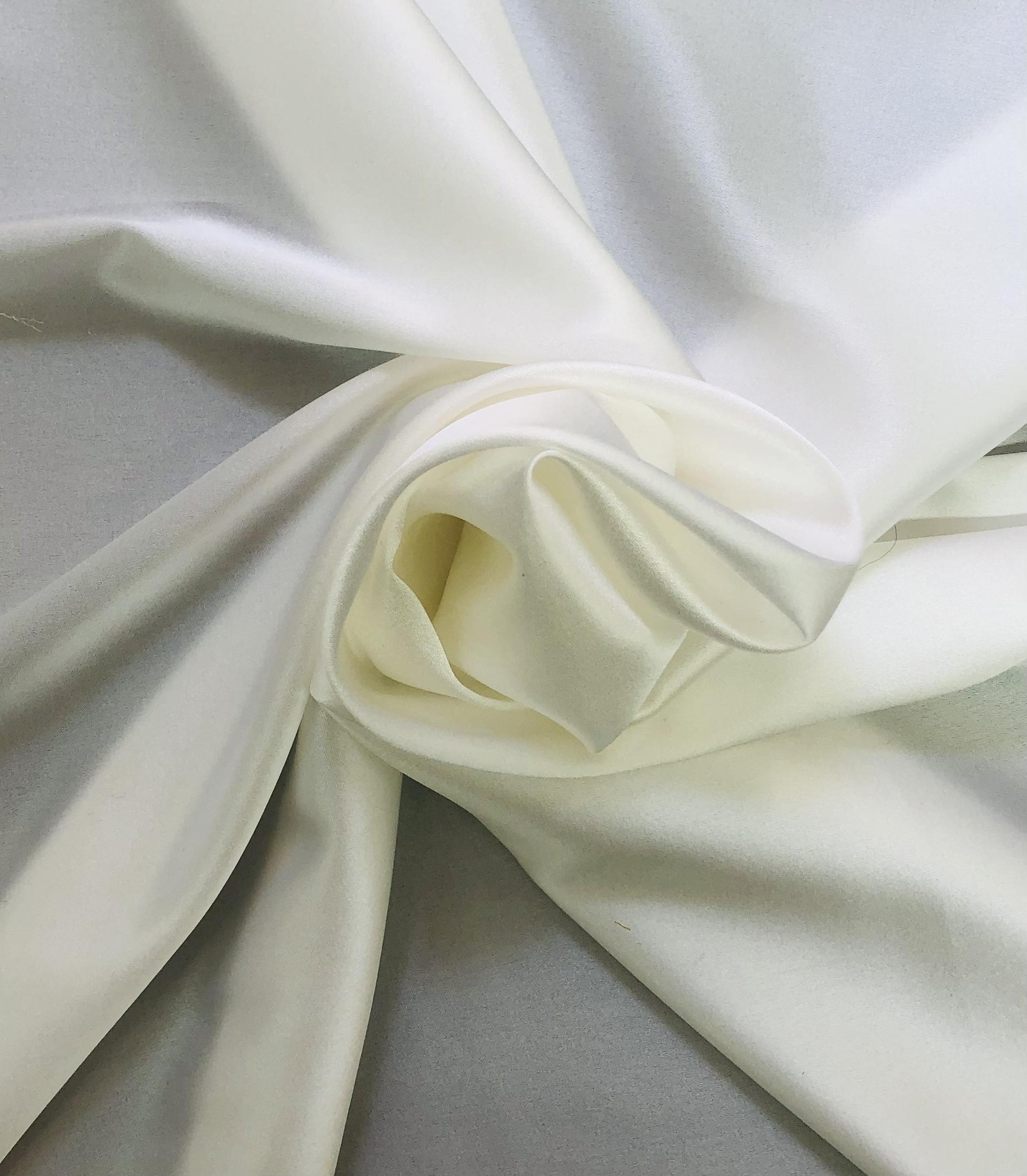 Silk & Lycra Stretch Charmeuse in White