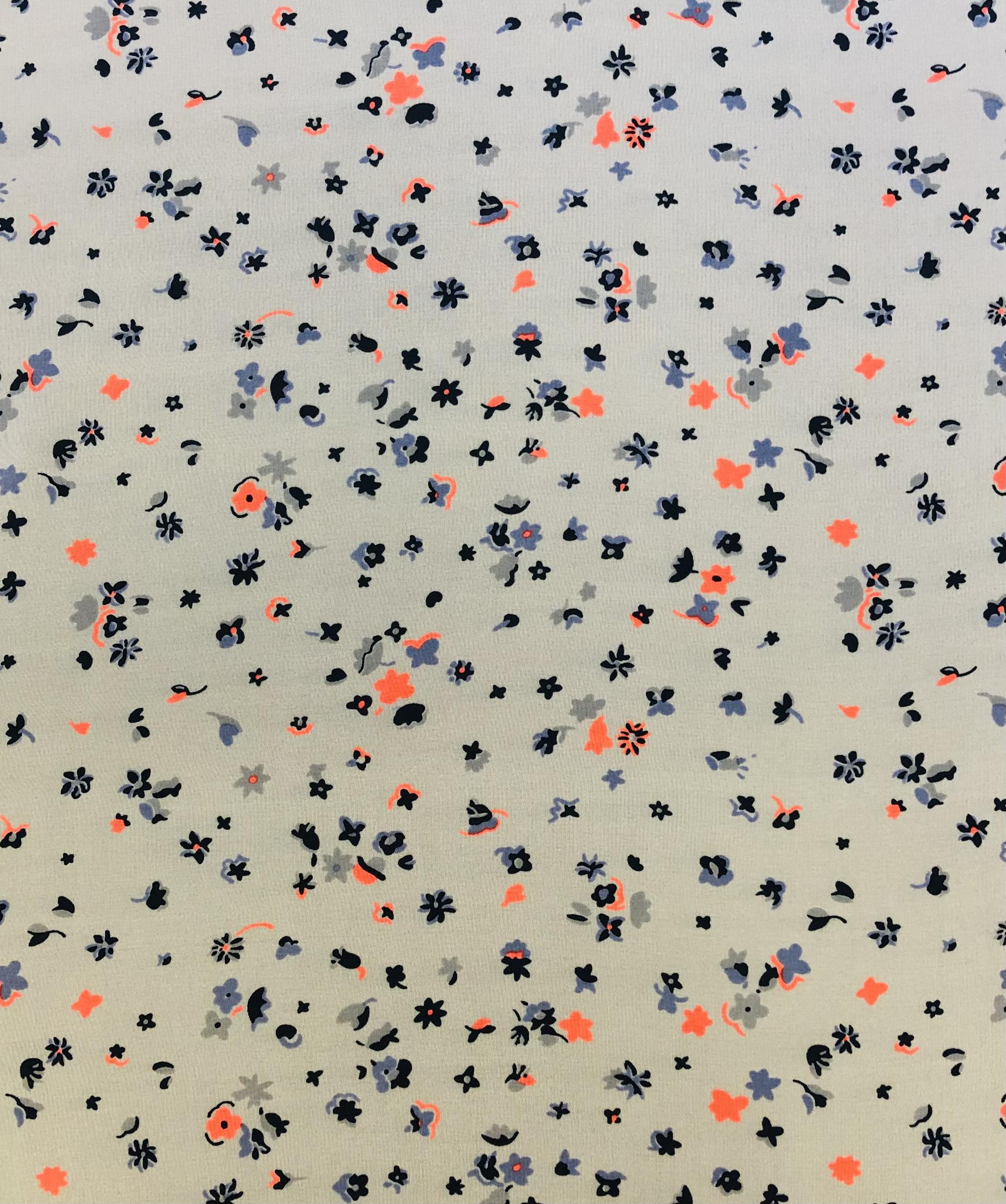 Printed Silk Crepe de Chine with Illustrated Flowers