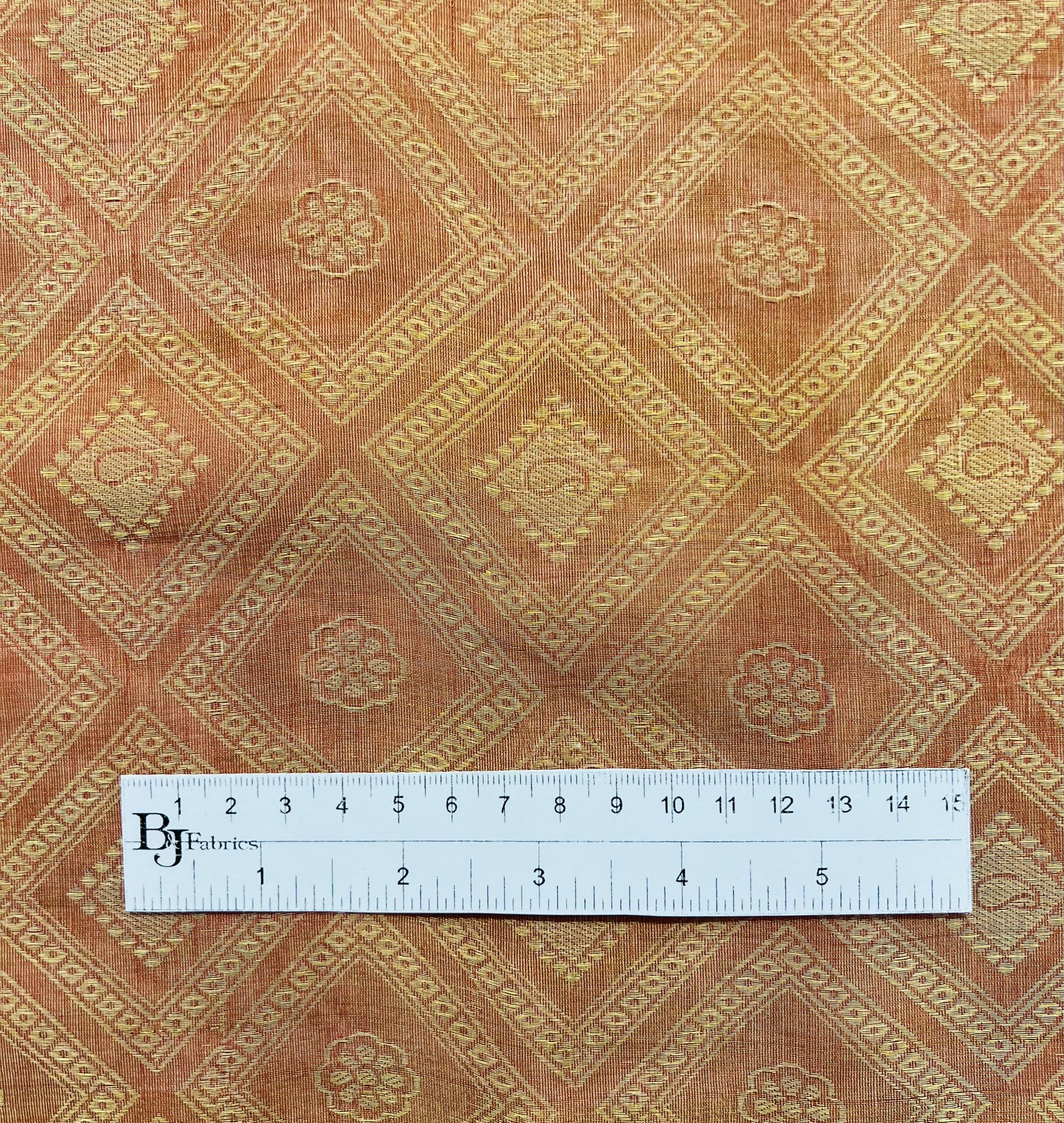 Silk & Metallic Jacquard Organza in Red/Gold