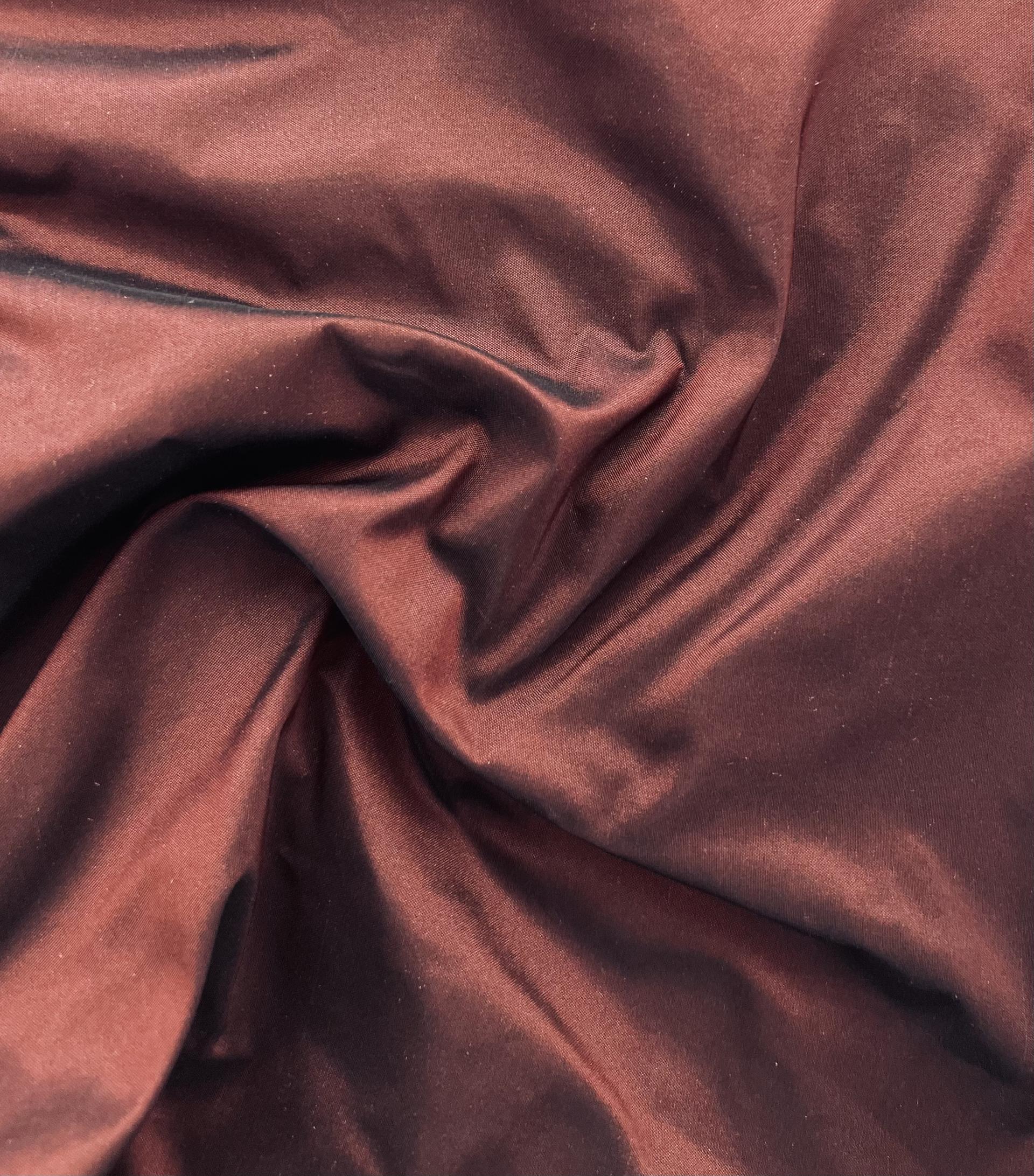 Iridescent Silk Taffeta in Black/Cinnamon