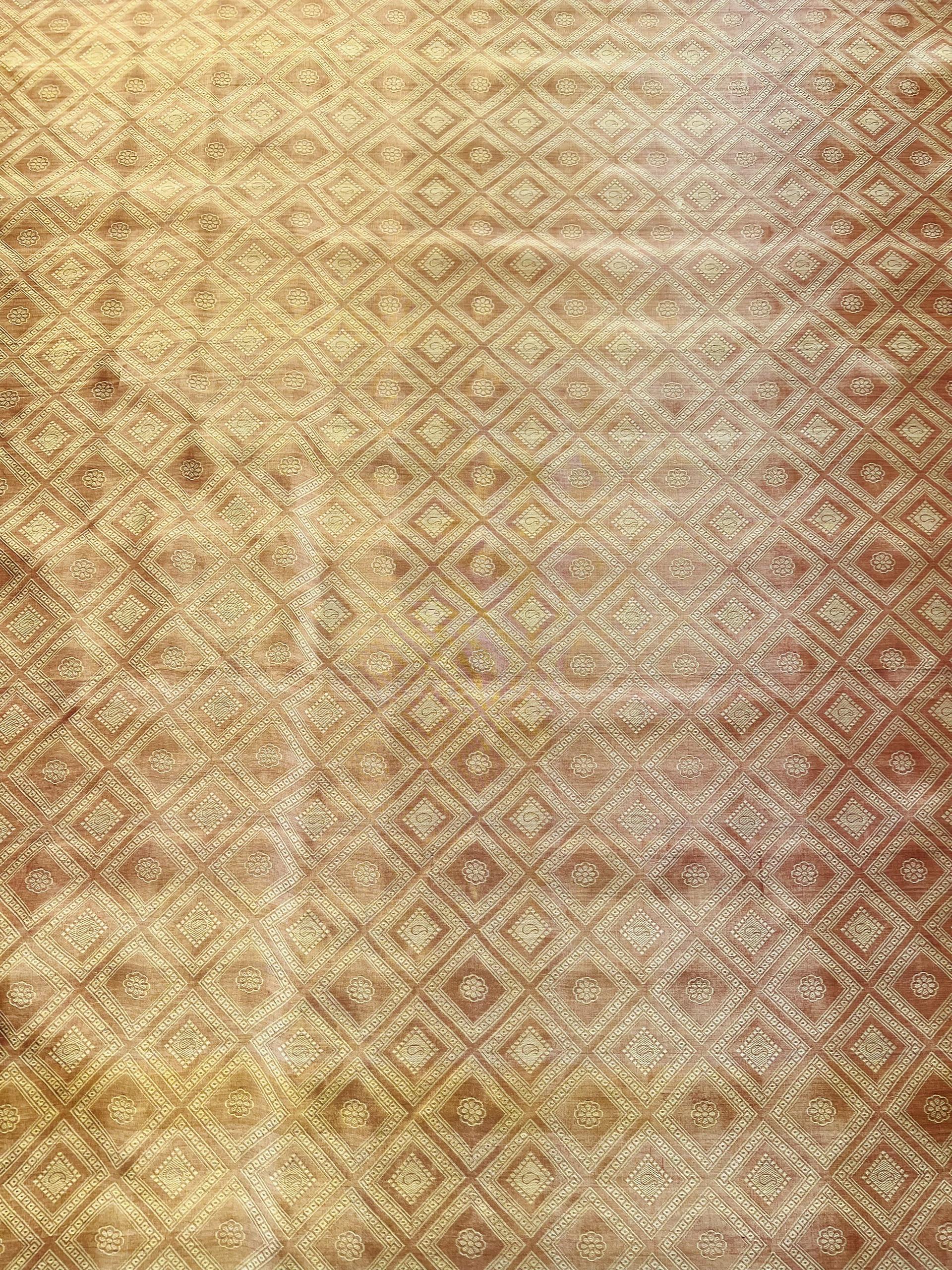 Silk & Metallic Jacquard Organza in Red/Gold