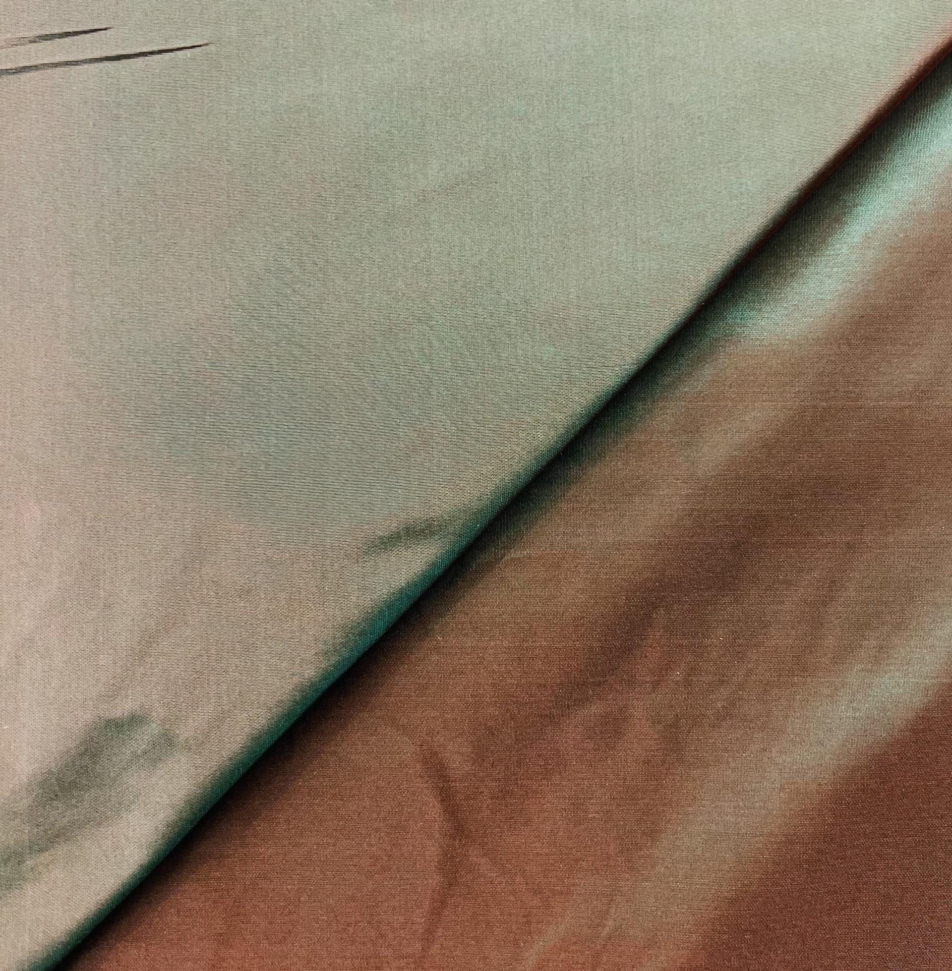Iridescent Silk Taffeta in Green/Bronze