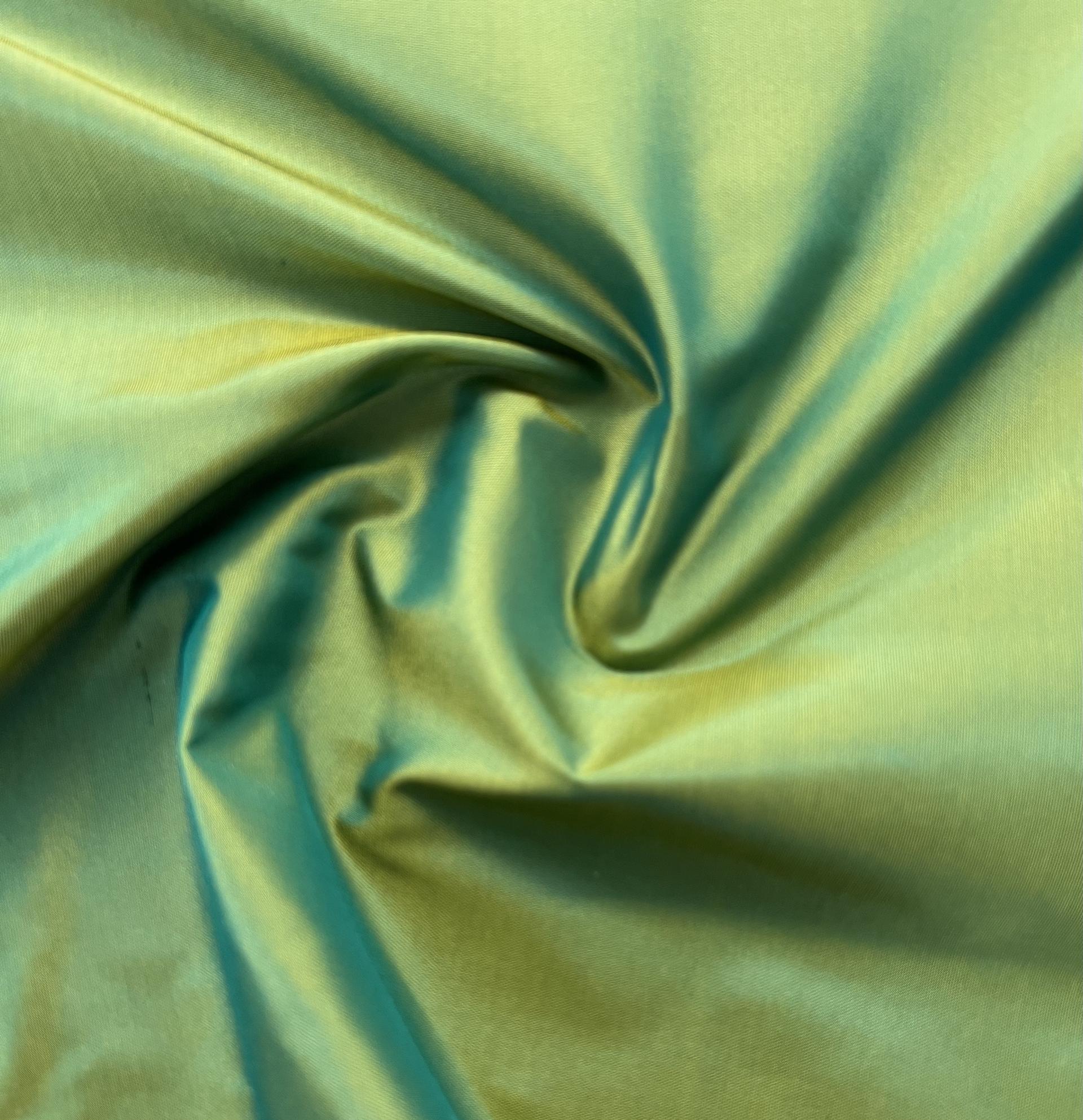 Iridescent Silk Taffeta in Teal/Lemon