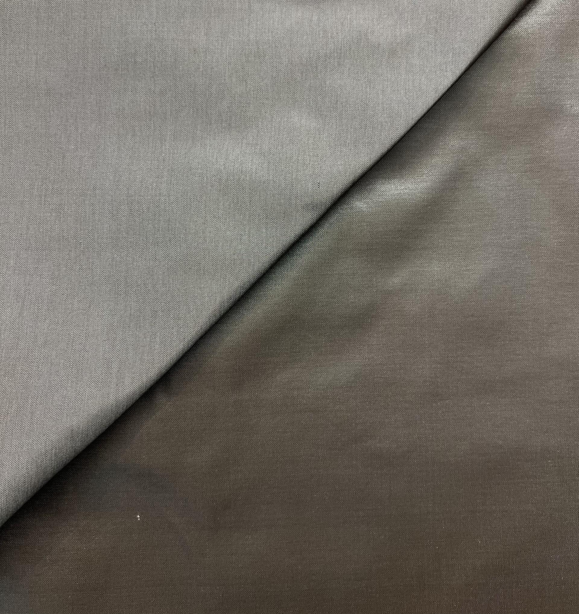 Iridescent Silk Taffeta in Silver/Brown