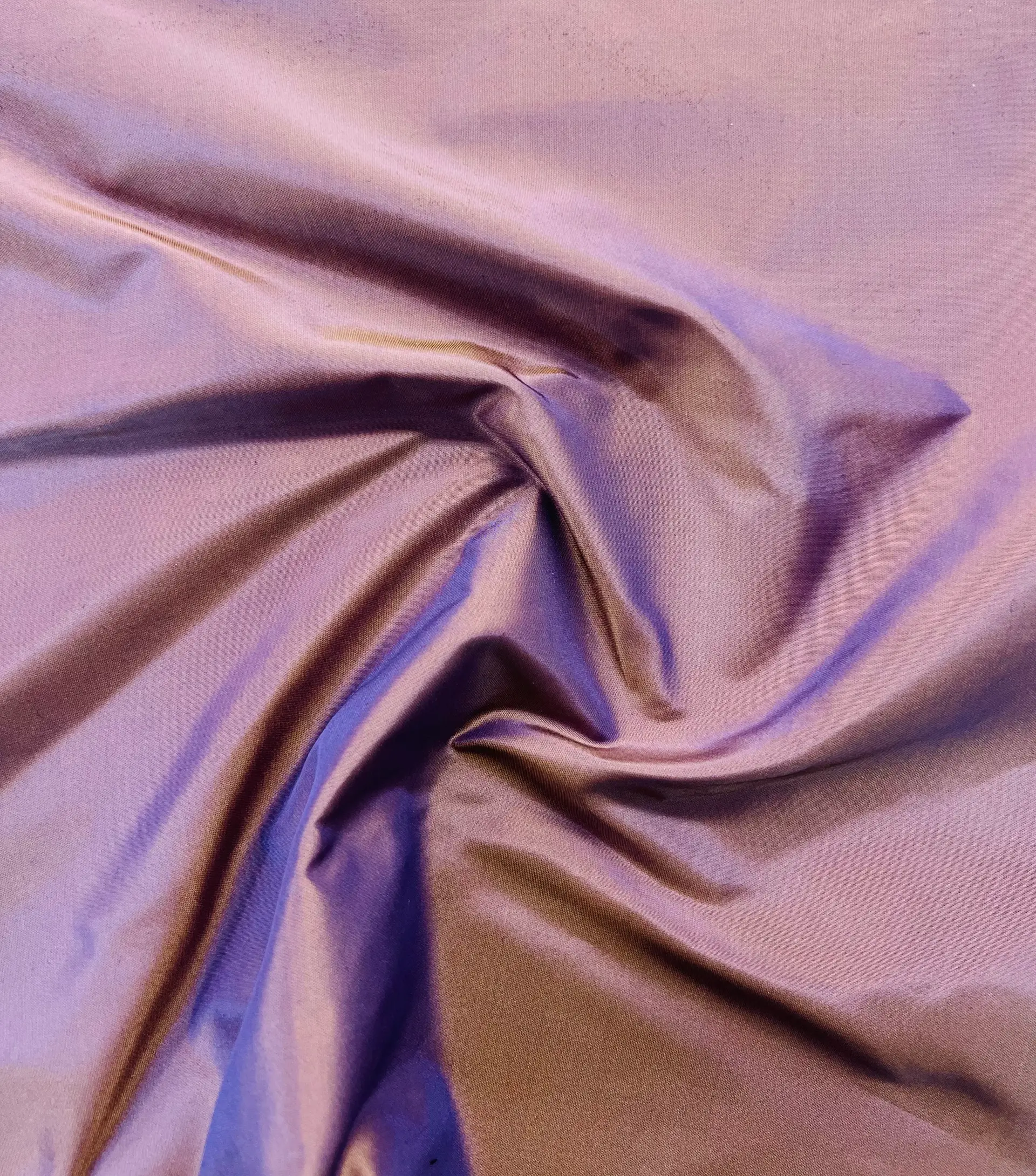 Iridescent Silk Taffeta in Tan/Purple
