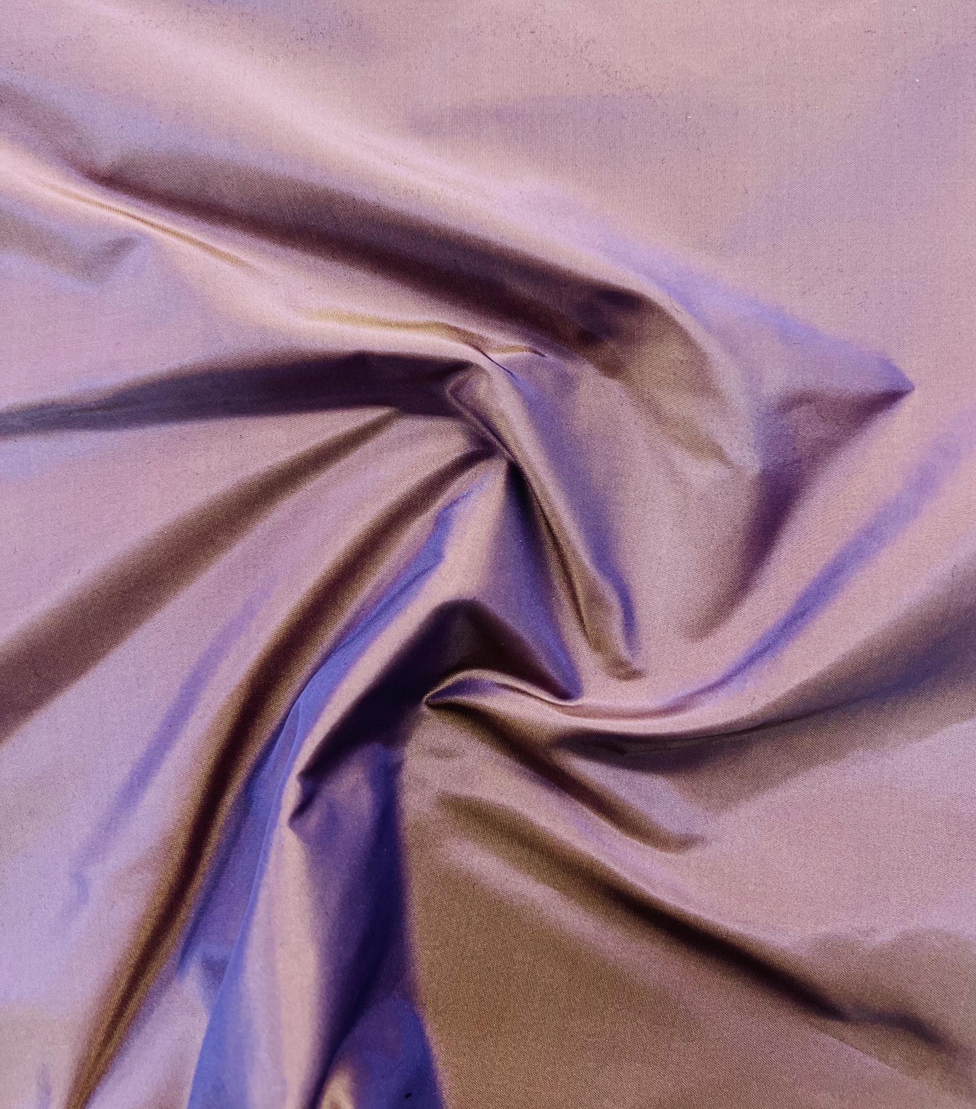Iridescent Silk Taffeta in Tan/Purple