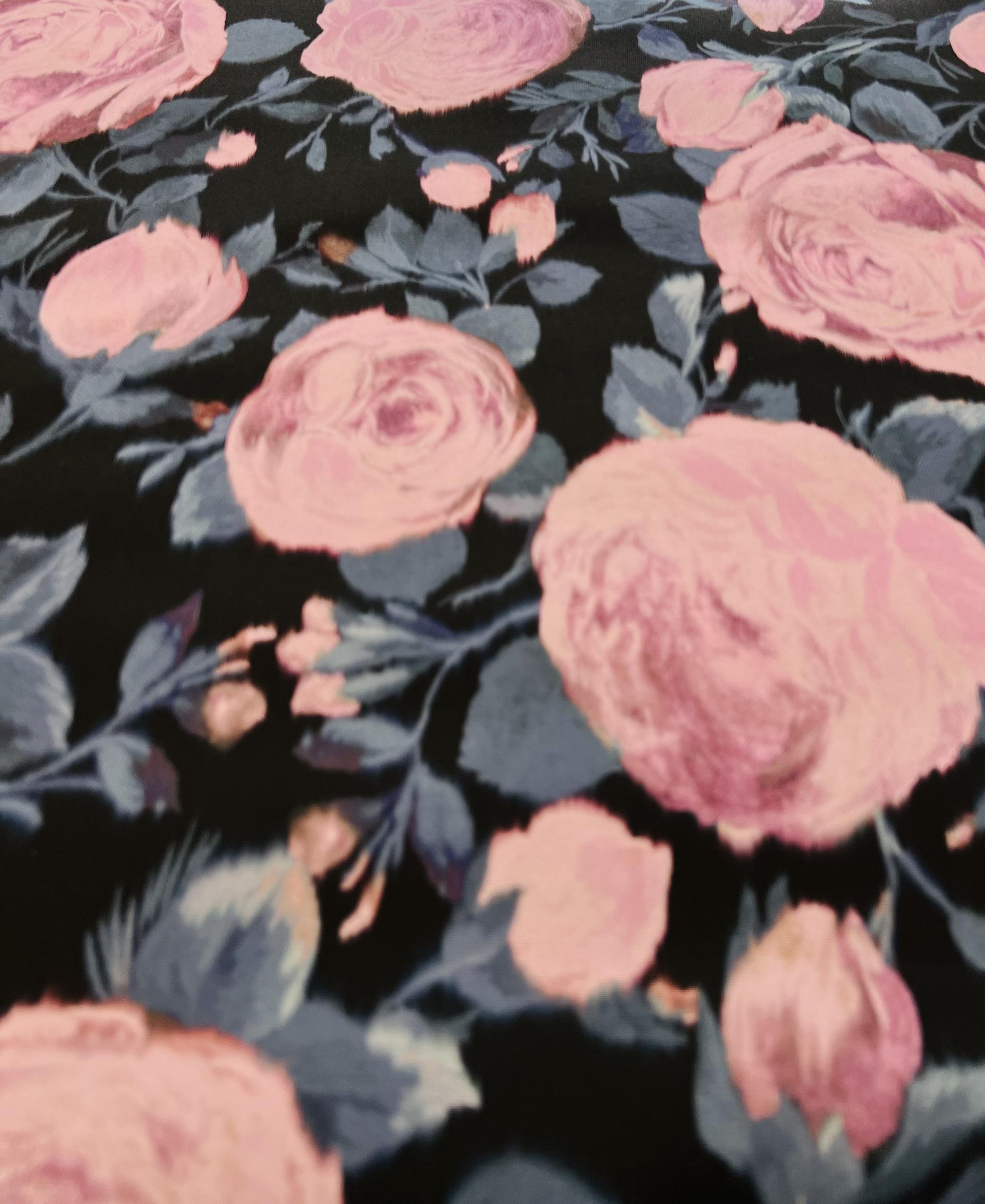 Couture Printed Silk Gazer in Red Roses