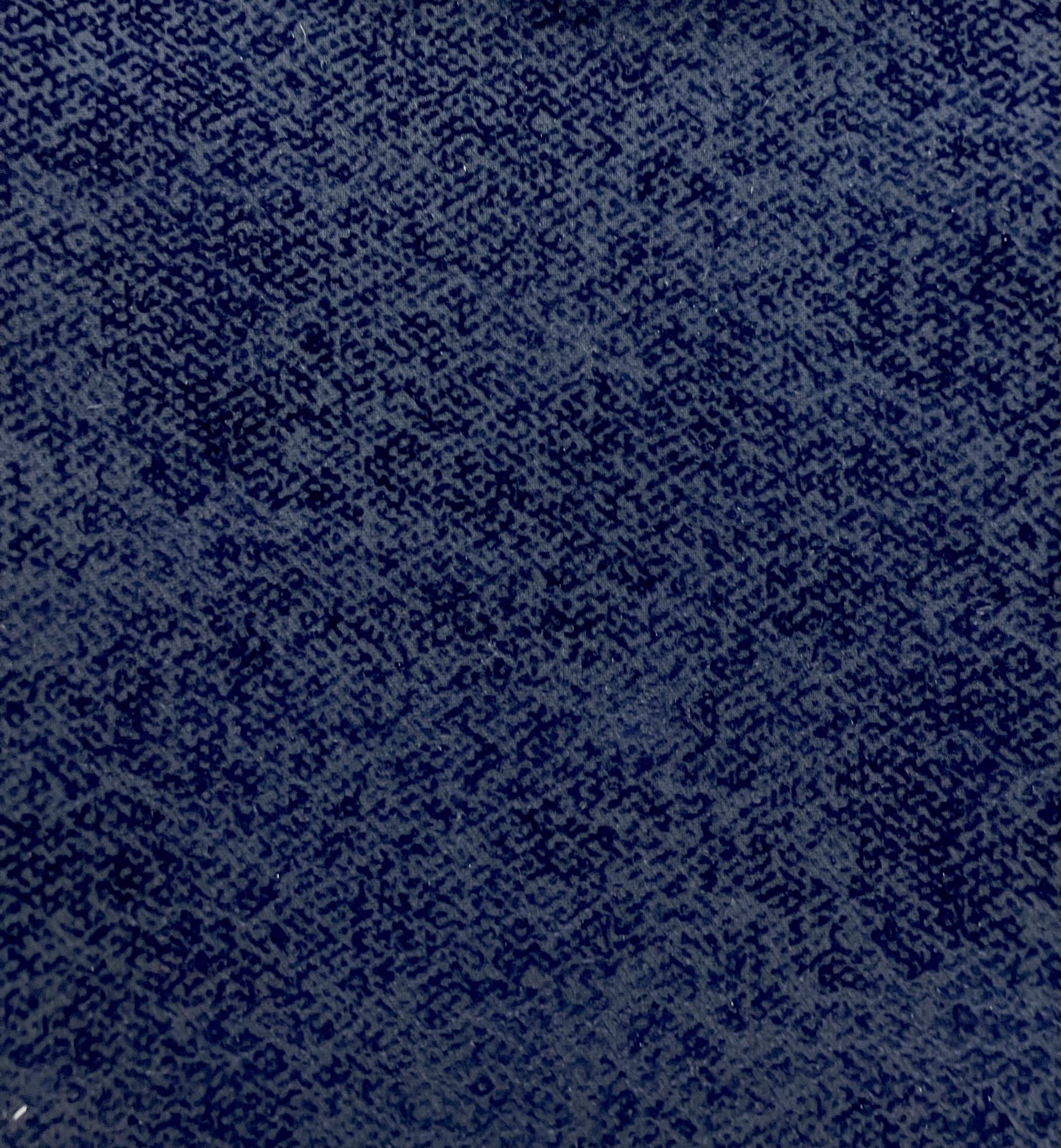 Italian Couture Flocked Silk and Wool In Navy