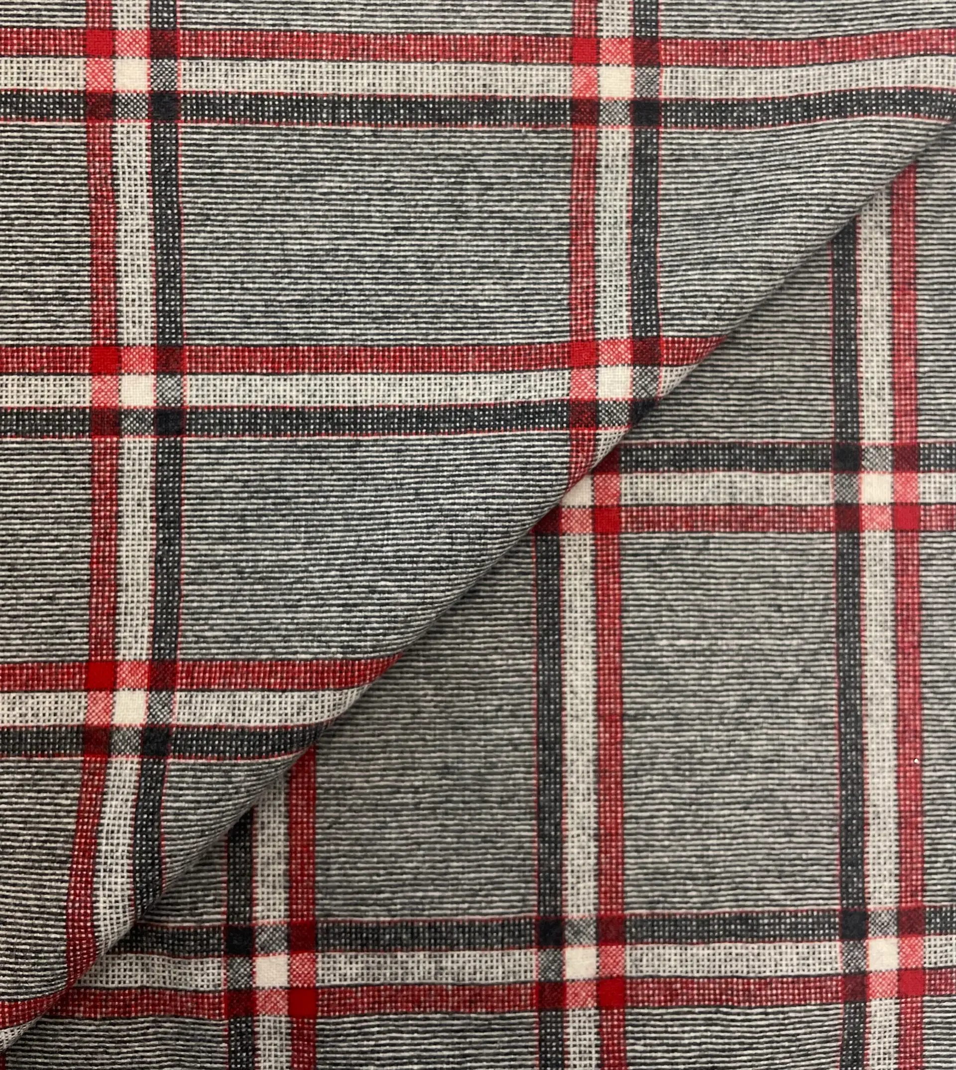 Italian Alpaca Wool Rayon Blend Plaid Suiting in Red Black