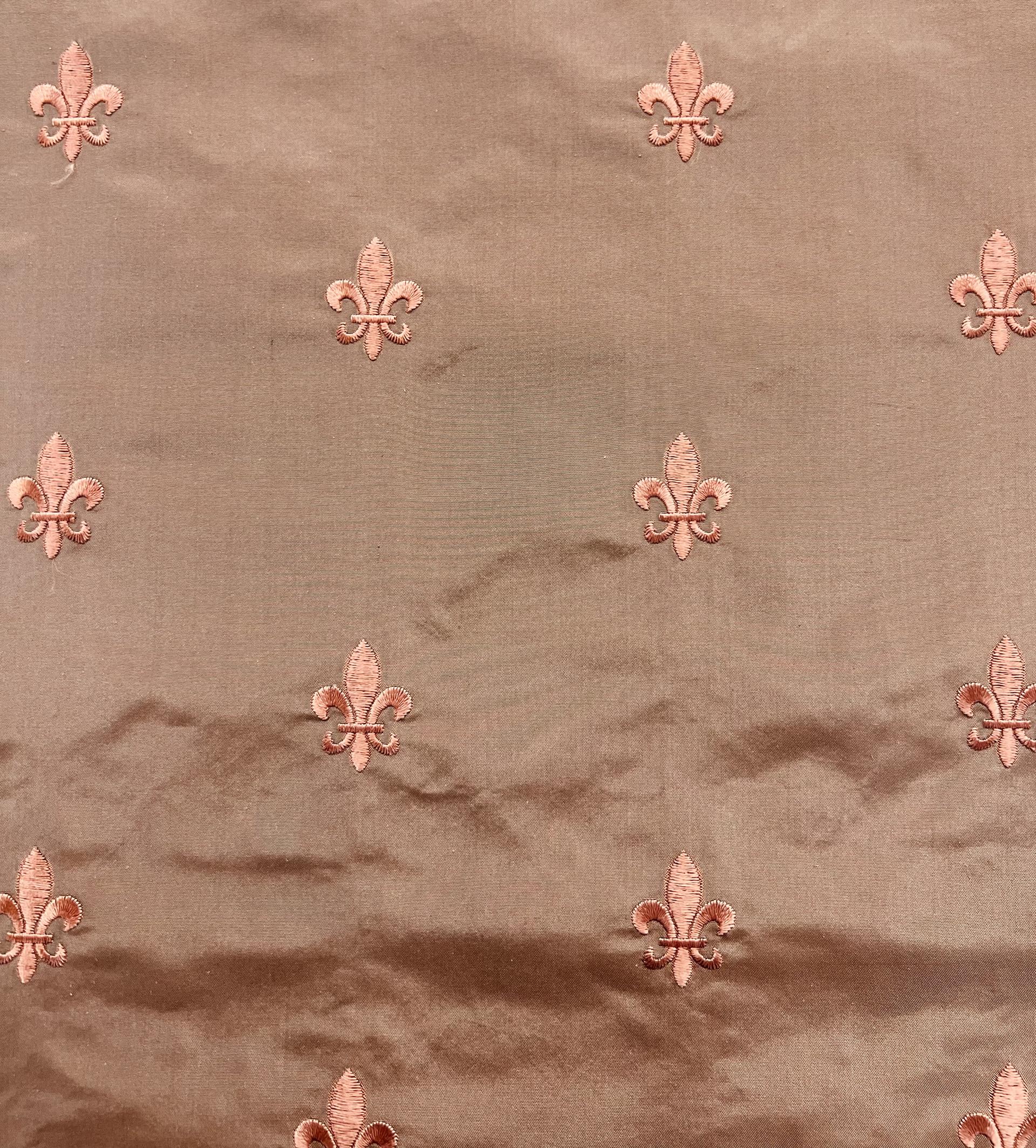 Fleur-De-Lis Embroidered Silk Taffeta Mauve