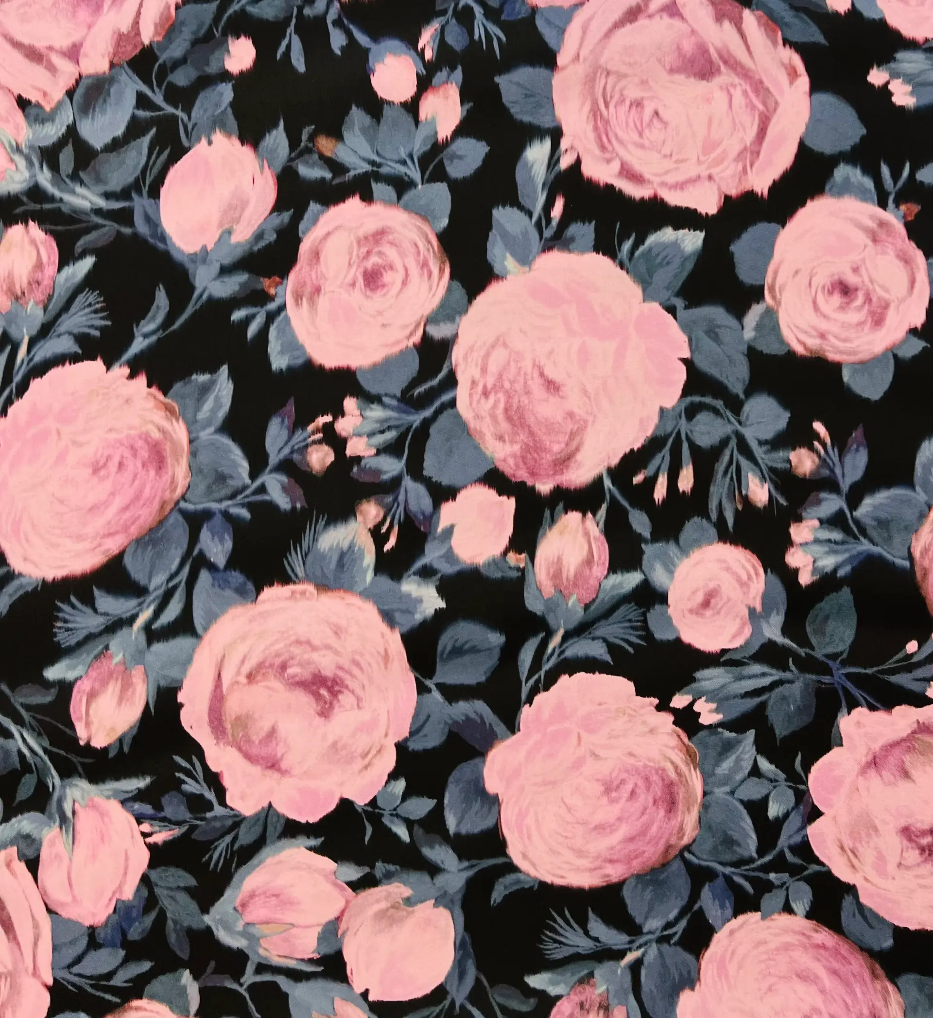 Couture Printed Silk Gazar in Pink Roses