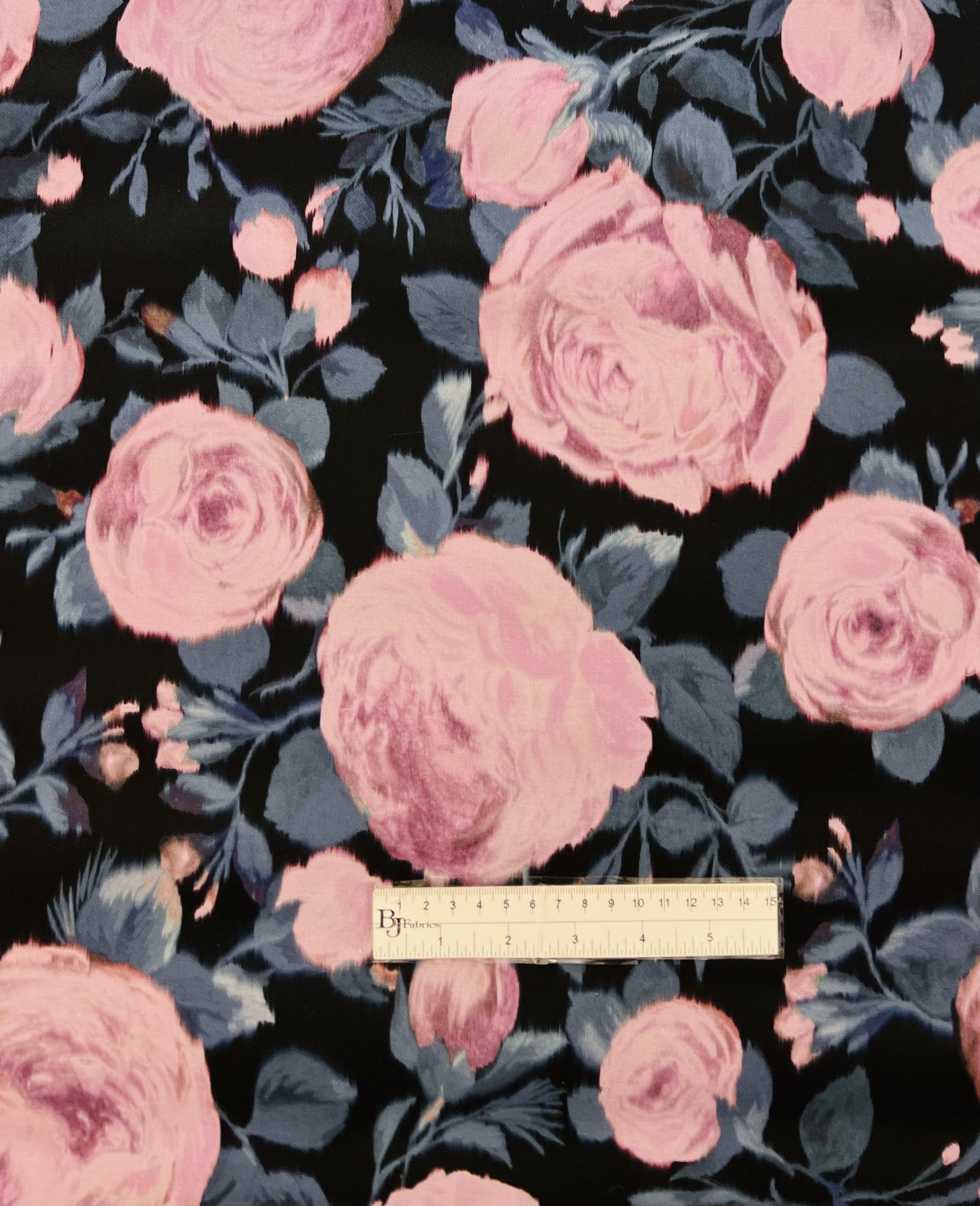 Couture Printed Silk Gazer in Red Roses