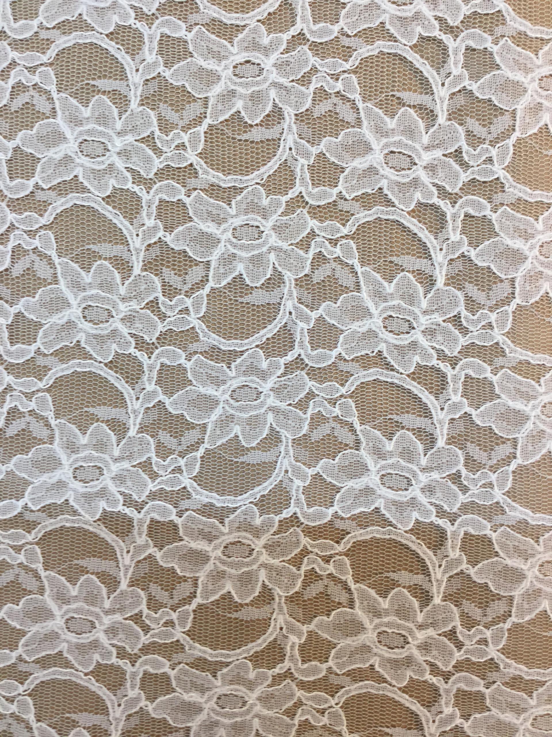 Cotton Nylon Alençon Lace in White