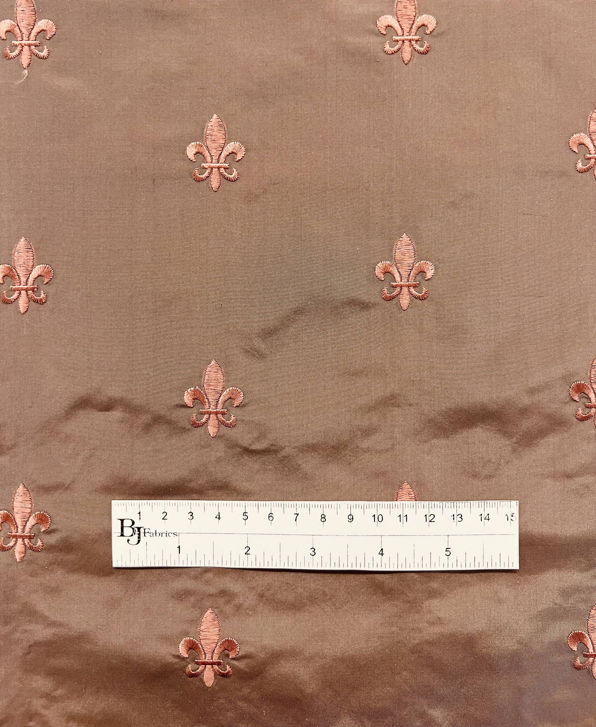Fleur-De-Lis Embroidered Silk Taffeta Mauve