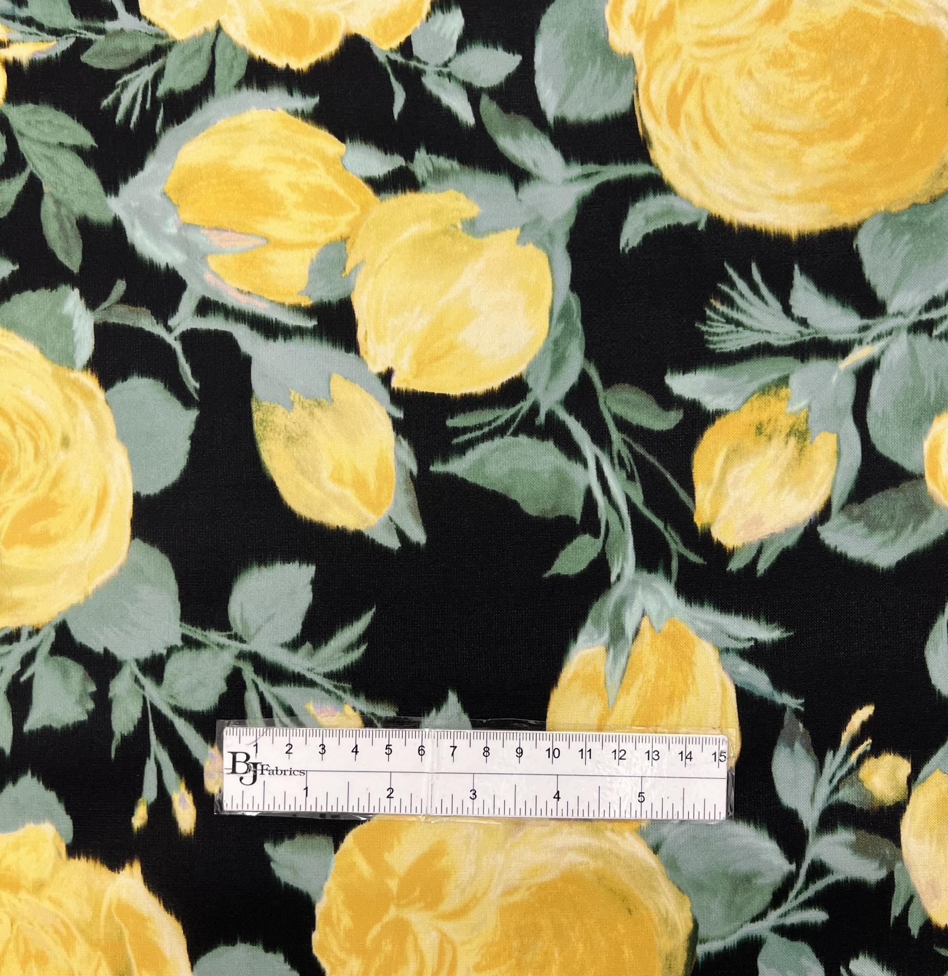 Couture Printed Silk Gazer in Yellow Roses