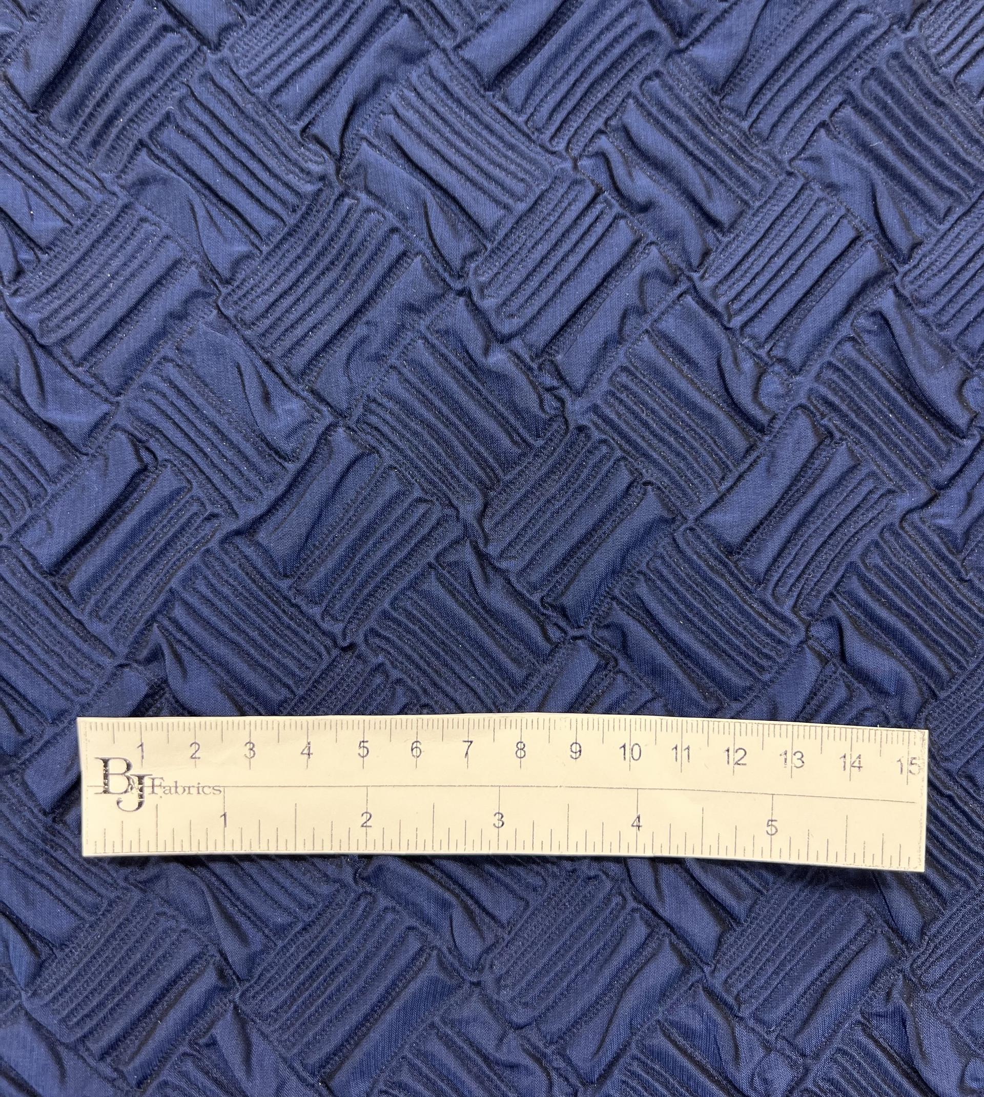 Silk Blend Cloque Jacquard in Navy